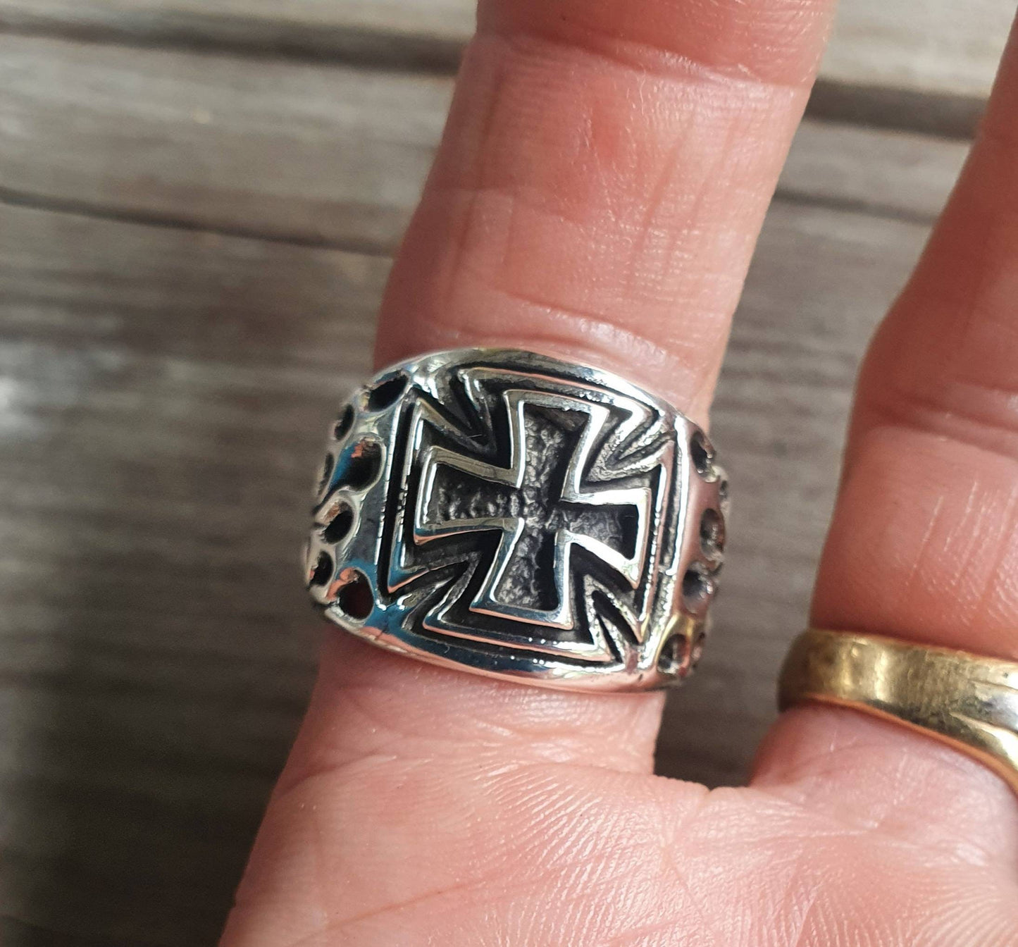 Flame cross ring, sterling silver,,ed roth flames, even sided cross,steampunk,cross,gothic,punk,men's fashion,Celtic cross,knights templar