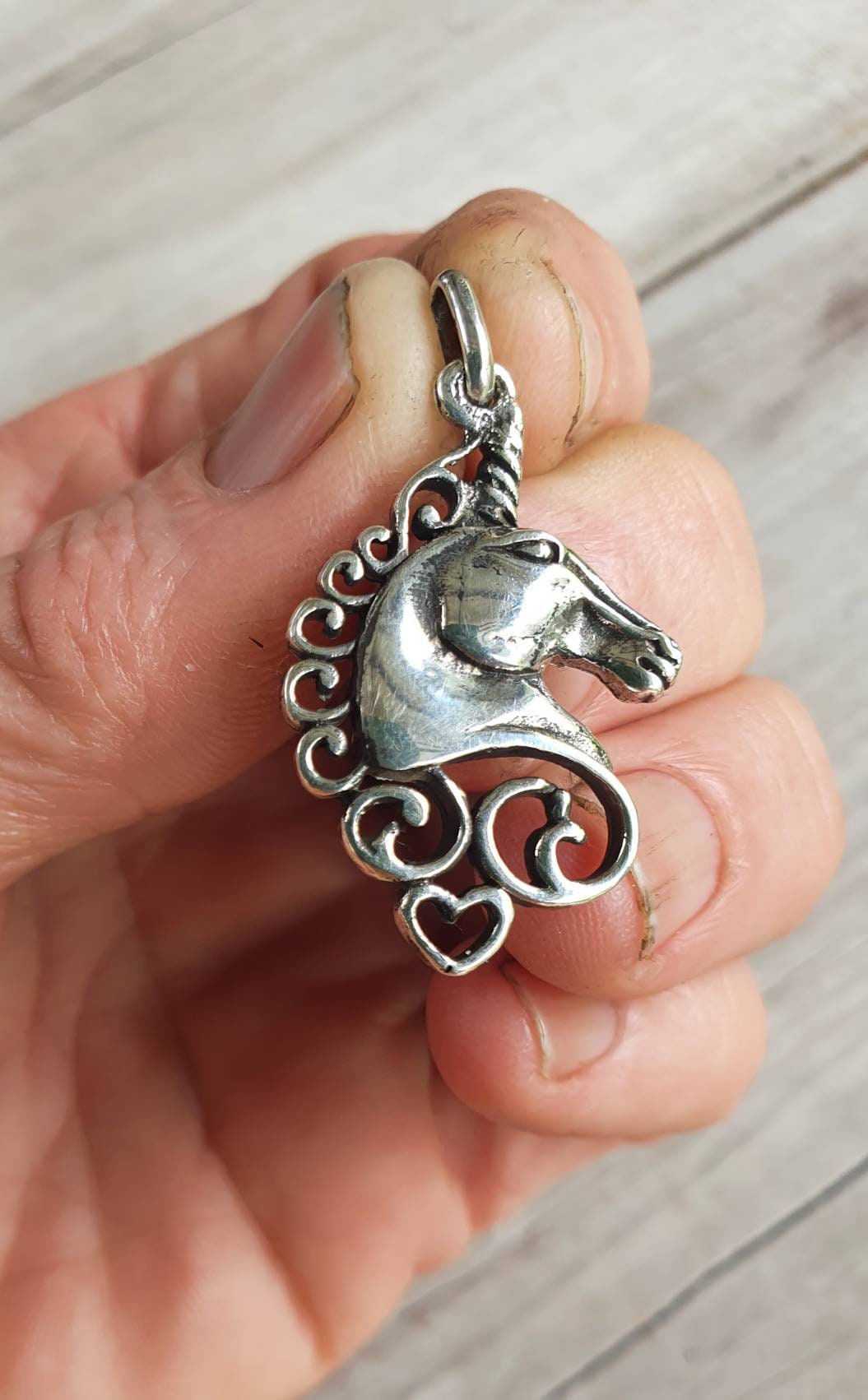 Unicorn pendant,sterling silver,carousel,mythical horse,fantasy,new age, boho,magic,woodland,fairy tale,