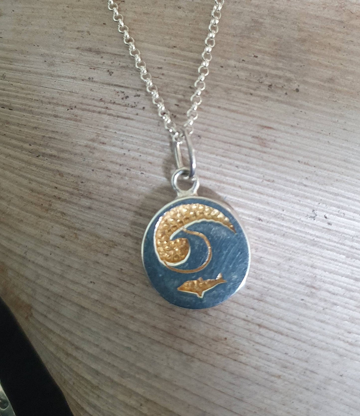 Wave pendant,sterling silver medallion,dolphin, surfer,surf pendant,sailor, wave,surfer,surf,beach jewelry,handmade,