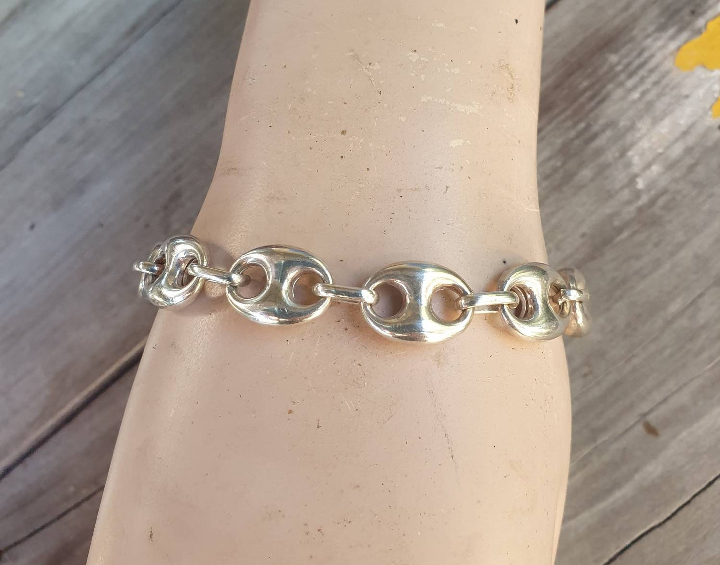 Marine link chain bracelet,sterling silver,anchor,unisex