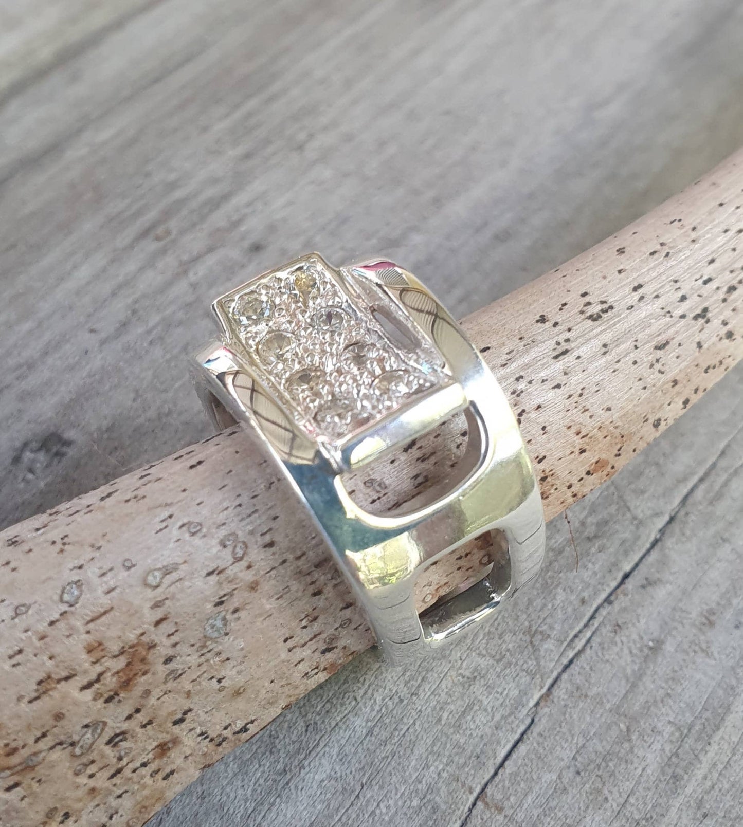 Wide Silver ring,cubic zirconia  ring,cz,sterling silver,modern bling,wedding dress ring,bling stone ring,