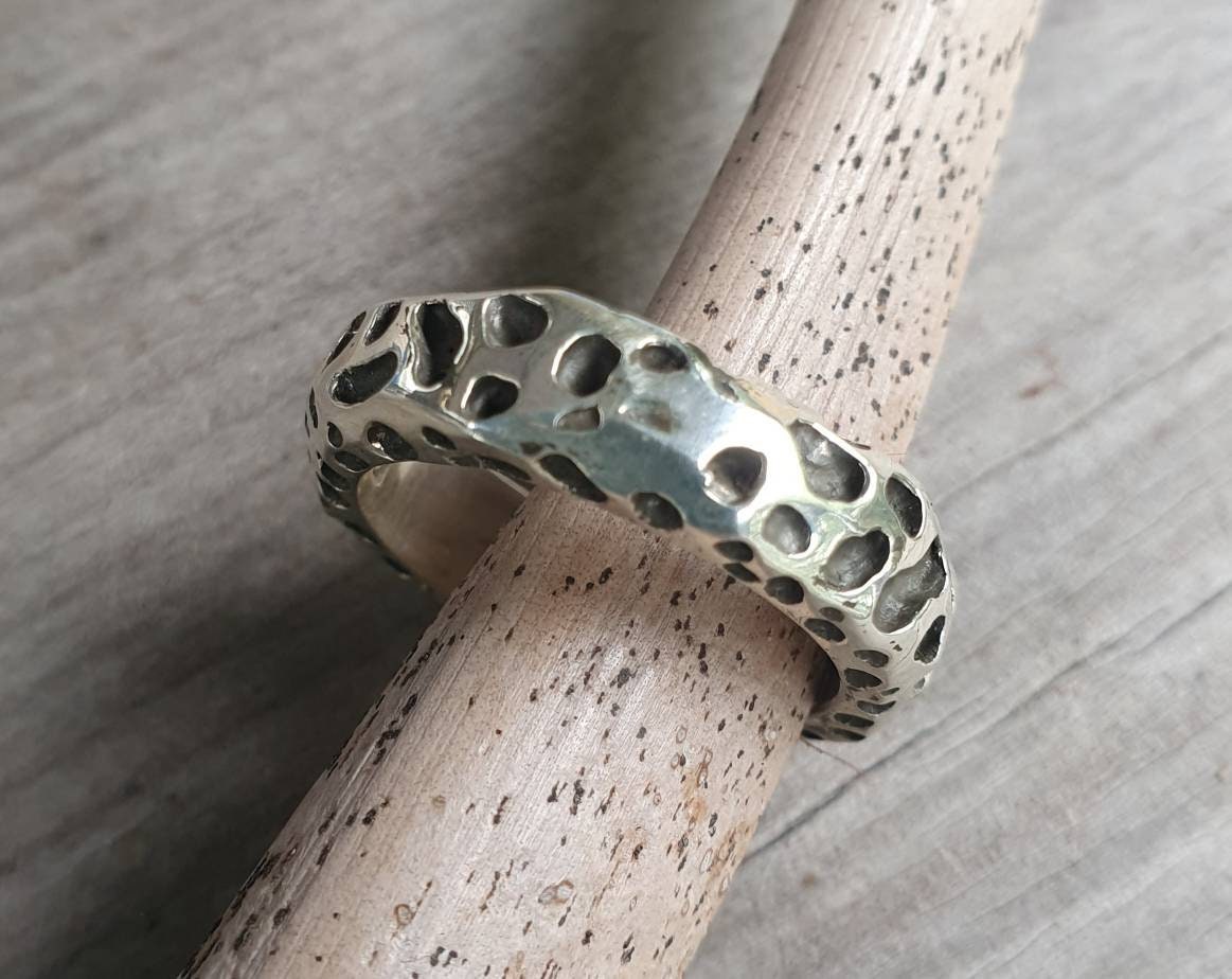 Hammered ring, rustic,Sterling silver,industrial,nugget,wedding band, unisex,men's fashion,handmade,steampunk,designer,