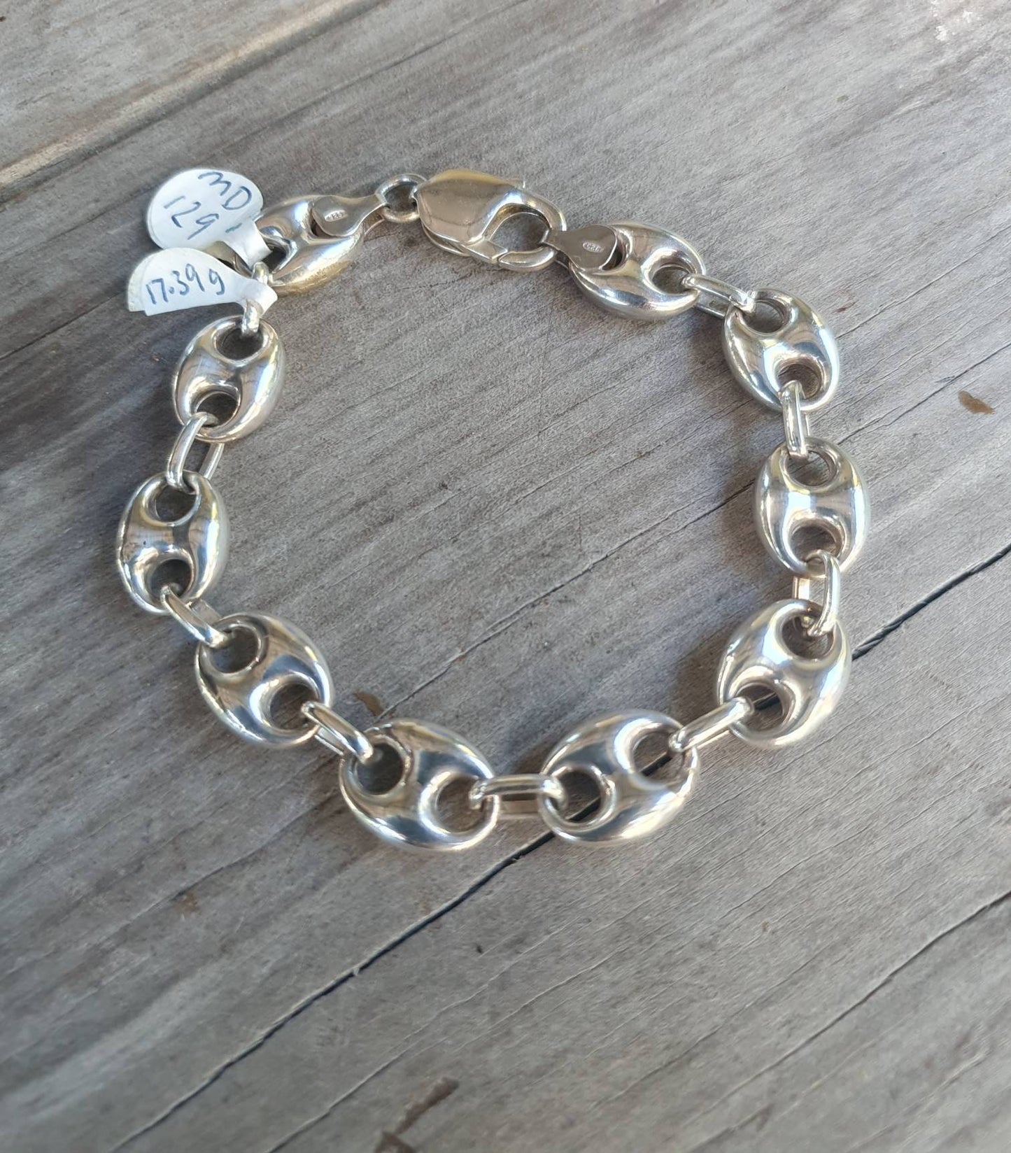 Marine link chain bracelet,sterling silver,anchor,unisex