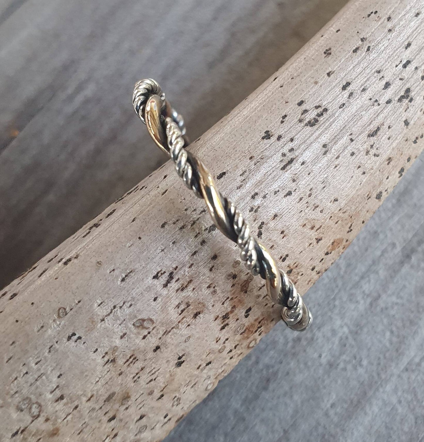 Thin gold ring,two tone,9k gold &sterling silver,handmade twisted wire ring,woven mixed metals,Stackerable ring,thin solid gold band,