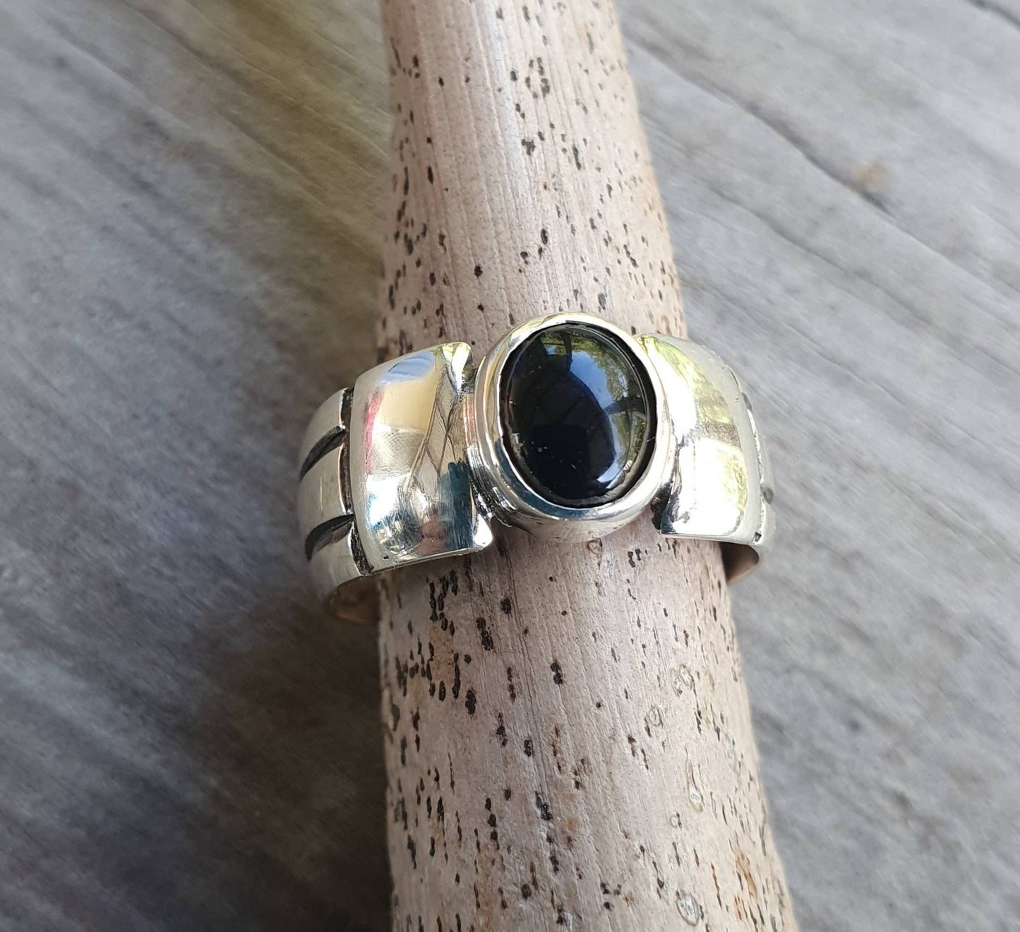 Onyx ring,sterling silver,cz,unisex band,handmade,boho,gypsy,gemstone ring,silver wedding ring,new age,