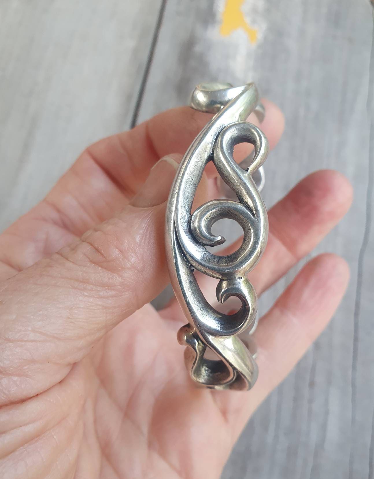 Silver cuff bracelet, solid sterling silver,chunky swirl bangle,tribal twist,unisex,boho,handmade,adjustable bangle,