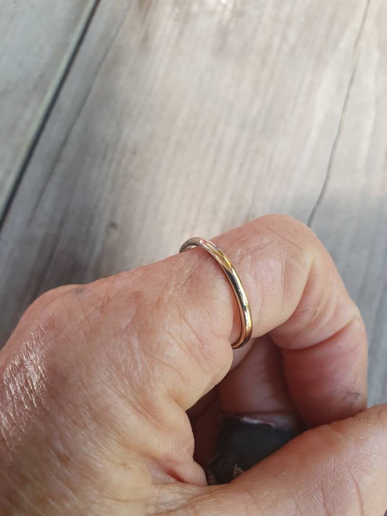 gold halo band,9k gold,2mm round,Stacker ring,solid gold not plated,thin plain gold band,fine and dainty,boho,pinkie ring