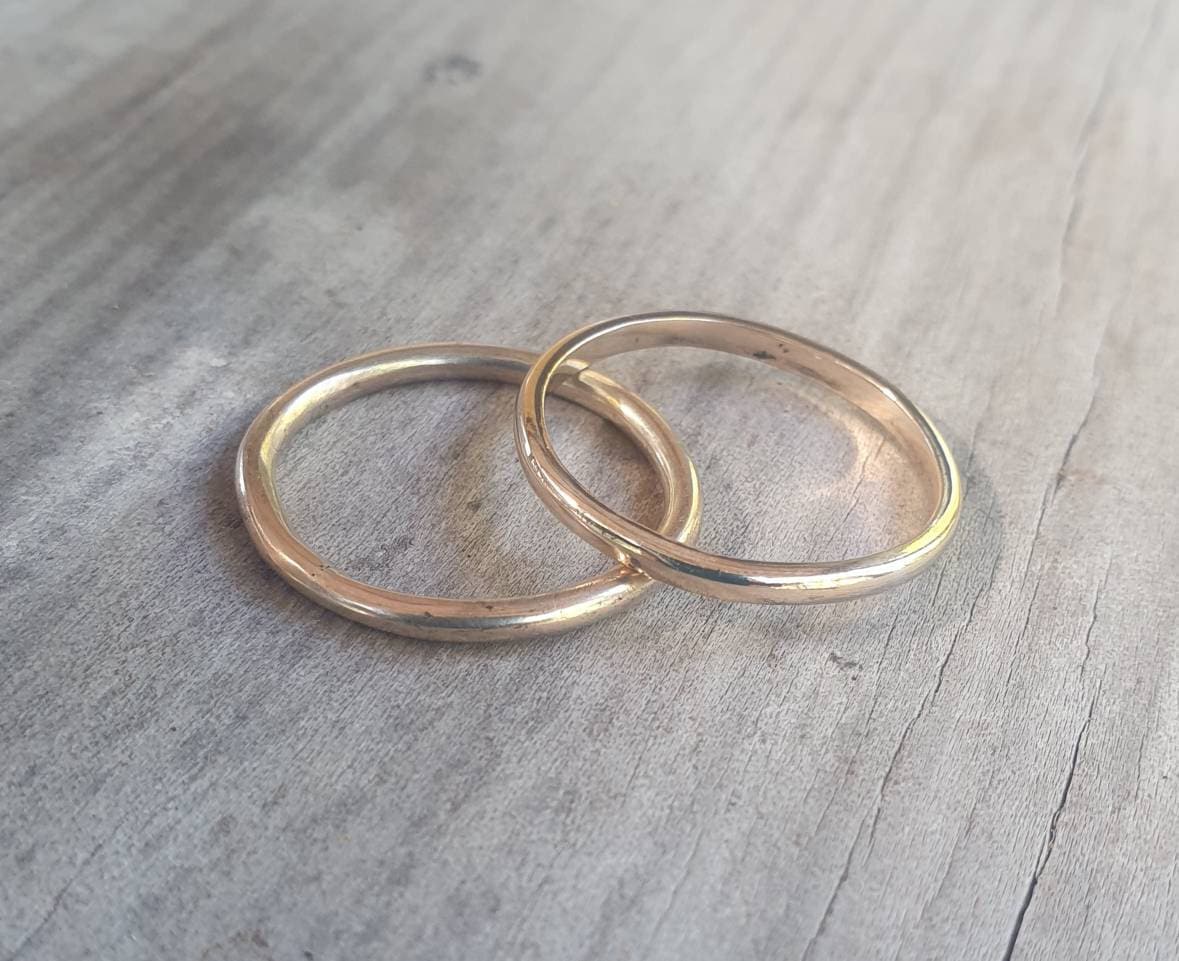 gold halo band,9k gold,2mm round,Stacker ring,solid gold not plated,thin plain gold band,fine and dainty,boho,pinkie ring