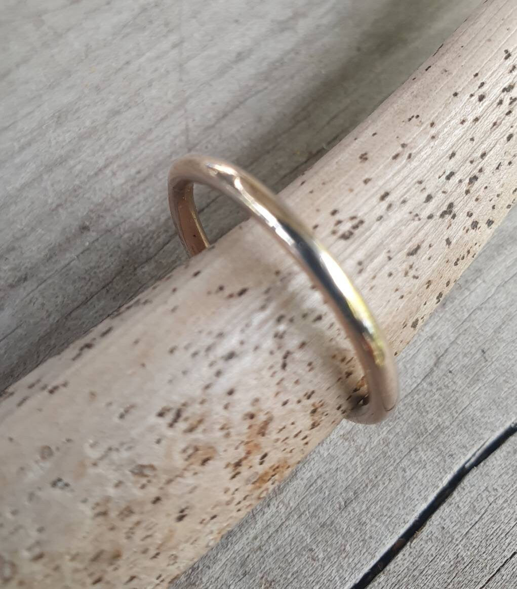 gold halo band,9k gold,2mm round,Stacker ring,solid gold not plated,thin plain gold band,fine and dainty,boho,pinkie ring