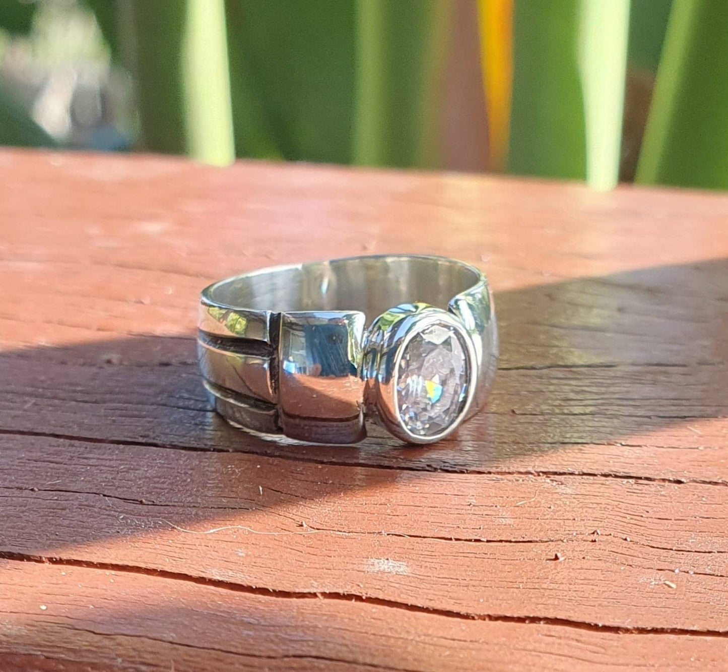 Cubic zirconia ring,sterling silver,cz,unisex band,handmade,boho,gypsy,gemstone ring,silver wedding ring,new age,