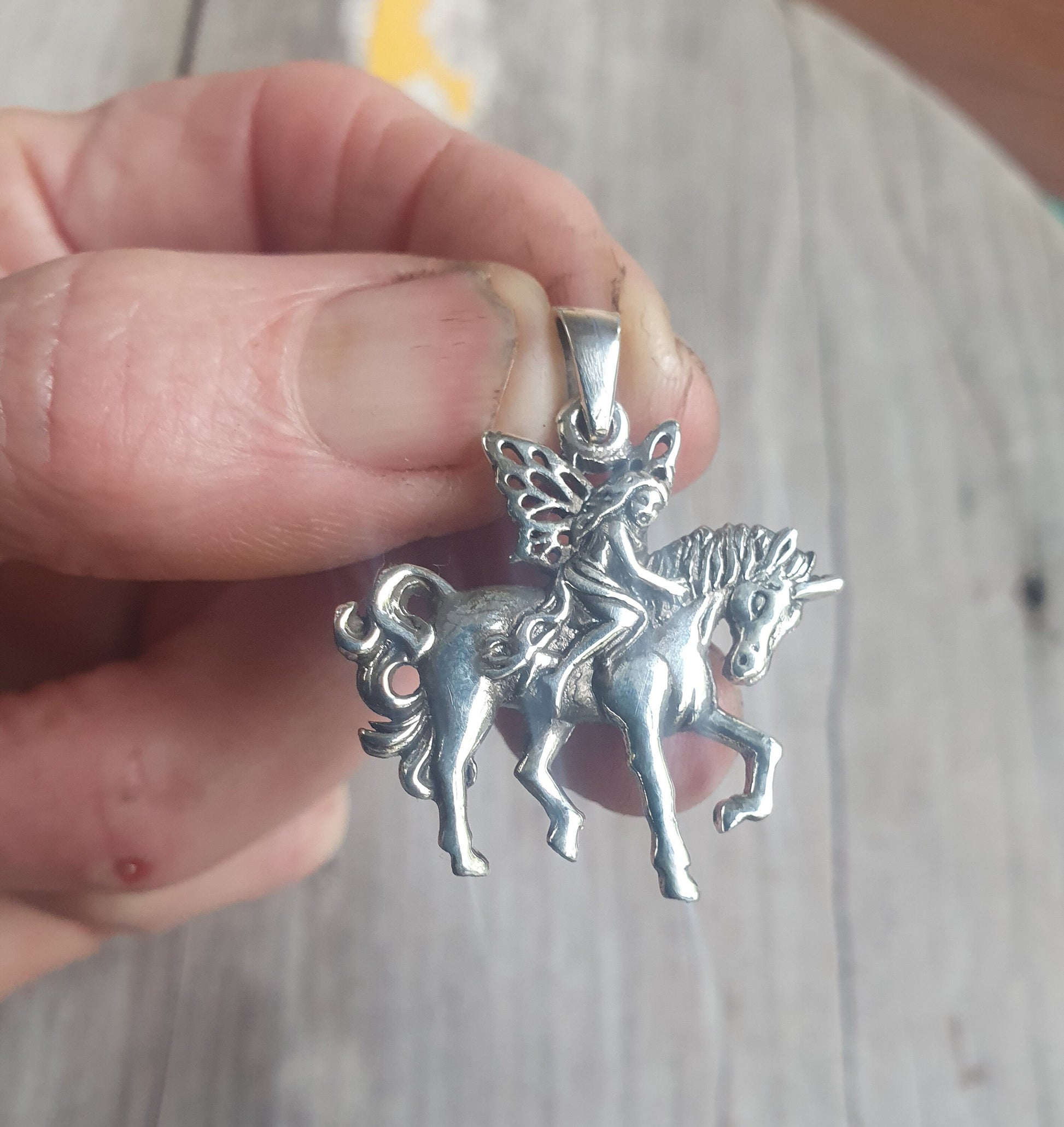 Fairy riding a Unicorn,sterling silver,fairy pendant,mythical horse,fantasy, purple stone ring,new age,boho hippy,horse,magic,