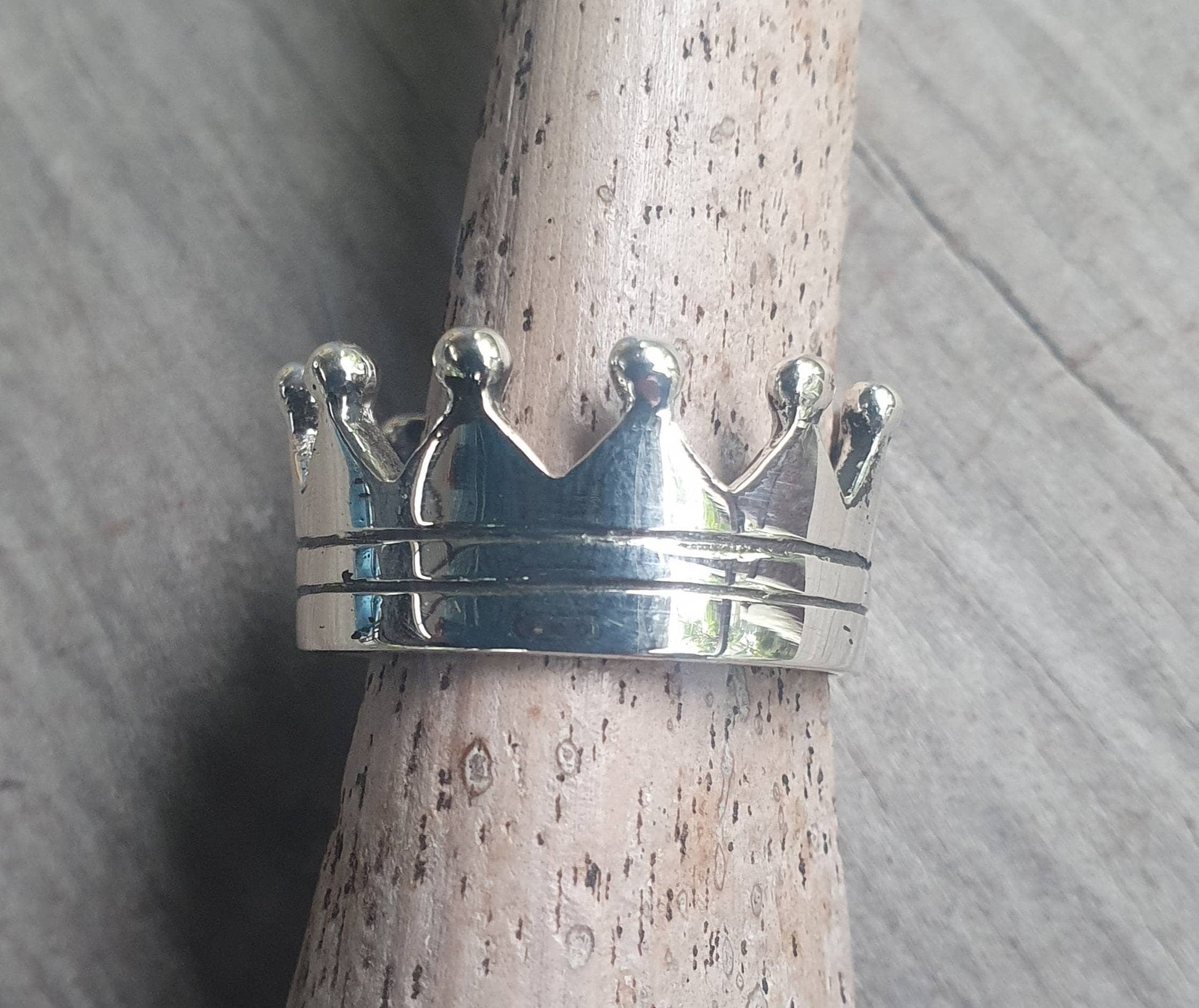 crown ring,solid sterling.11mm wide ,rockabilly,boho style,