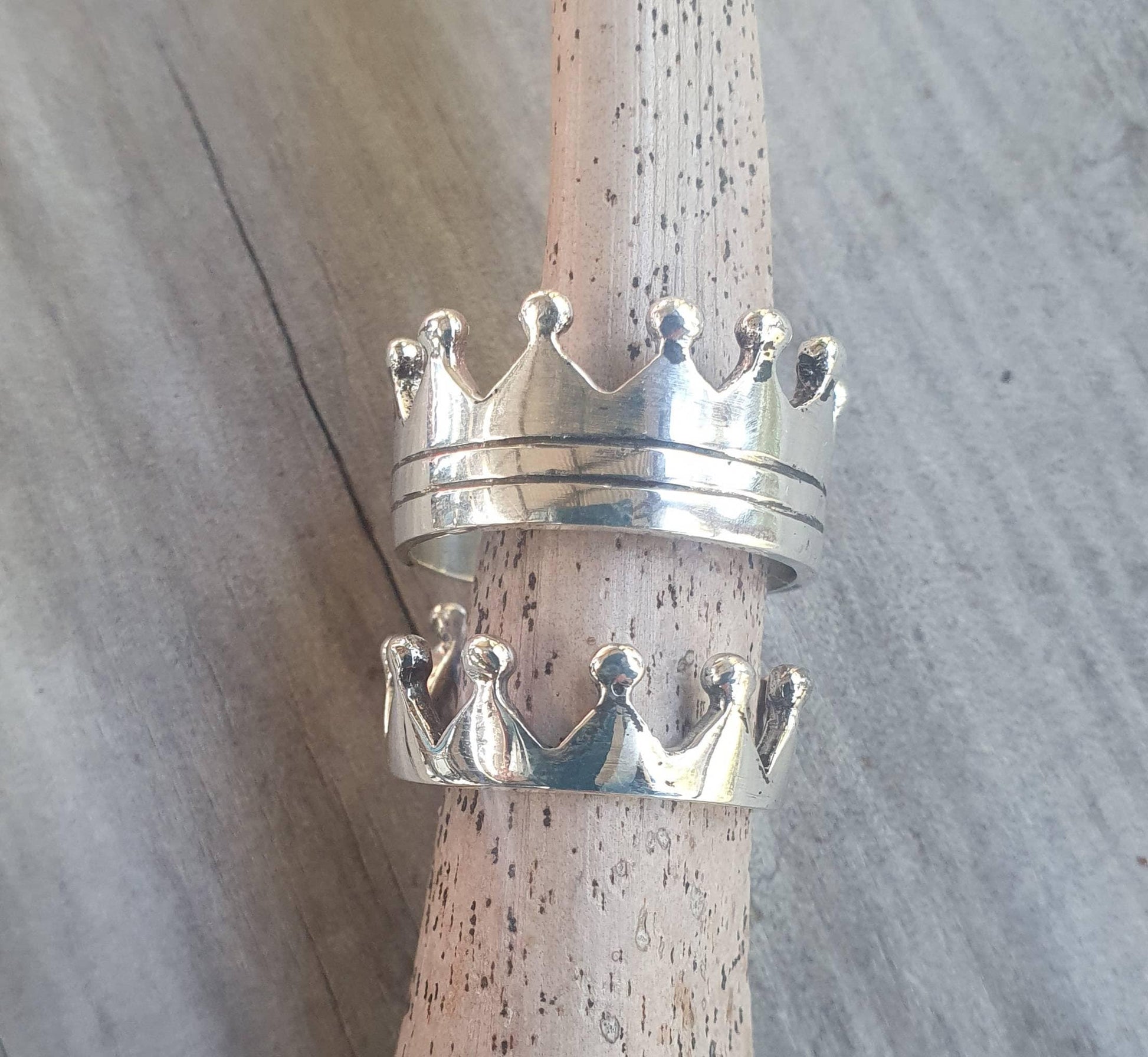 crown ring,solid sterling.11mm wide ,rockabilly,boho style,