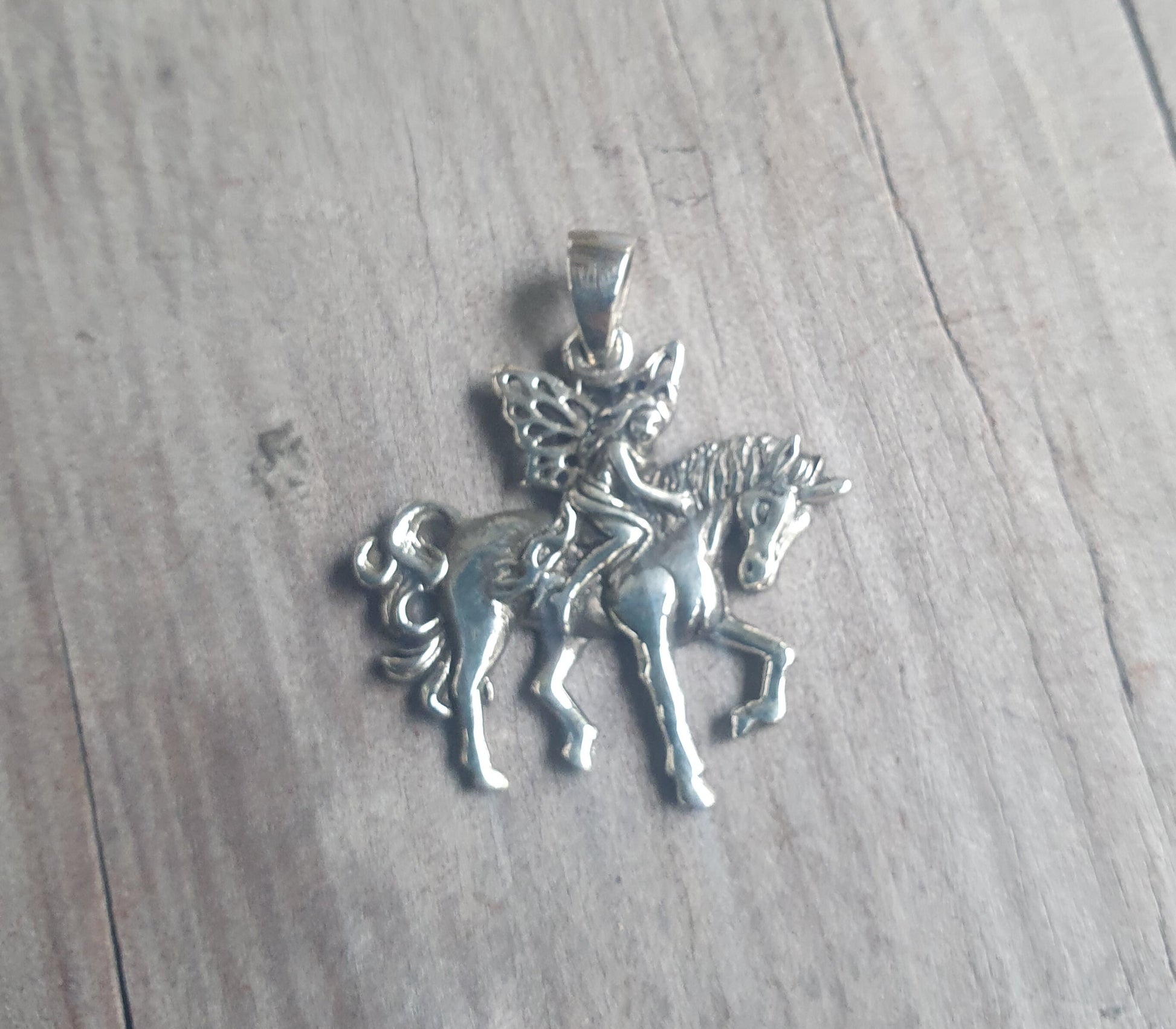 Fairy riding a Unicorn,sterling silver,fairy pendant,mythical horse,fantasy, purple stone ring,new age,boho hippy,horse,magic,