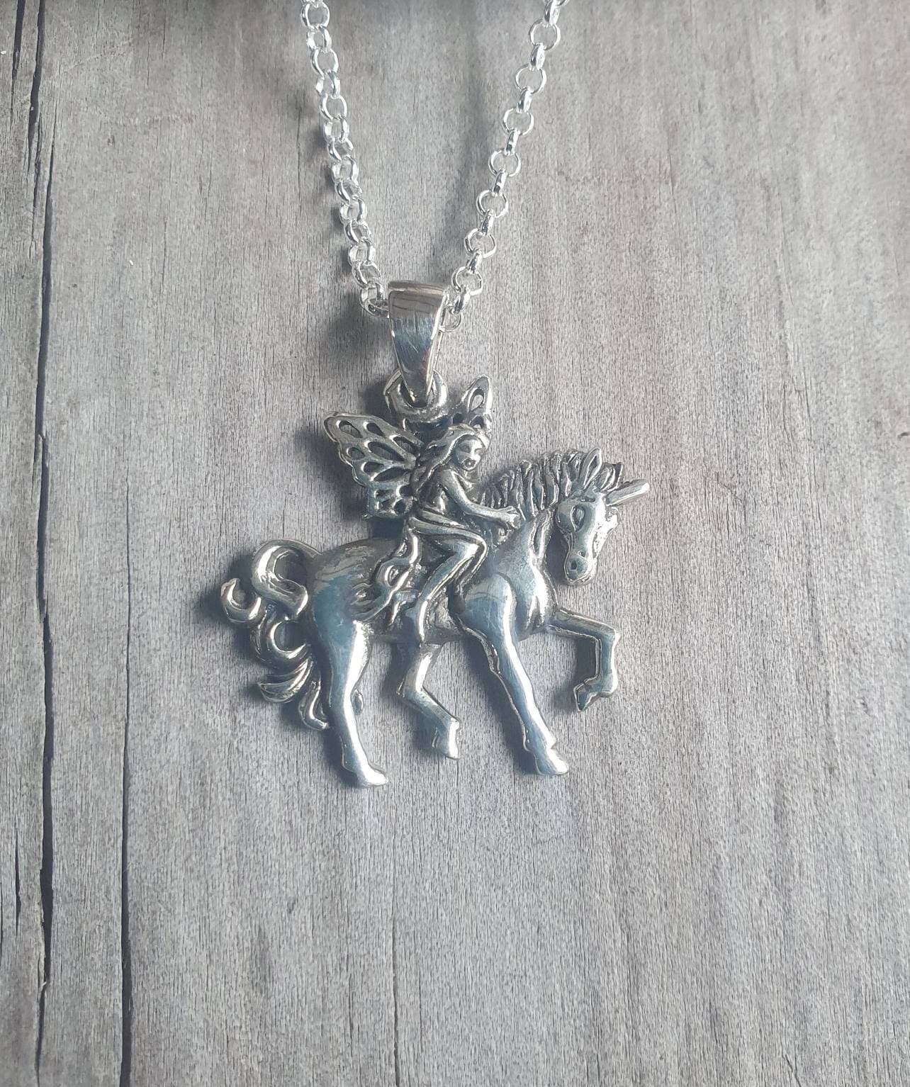 Fairy riding a Unicorn,sterling silver,fairy pendant,mythical horse,fantasy, purple stone ring,new age,boho hippy,horse,magic,