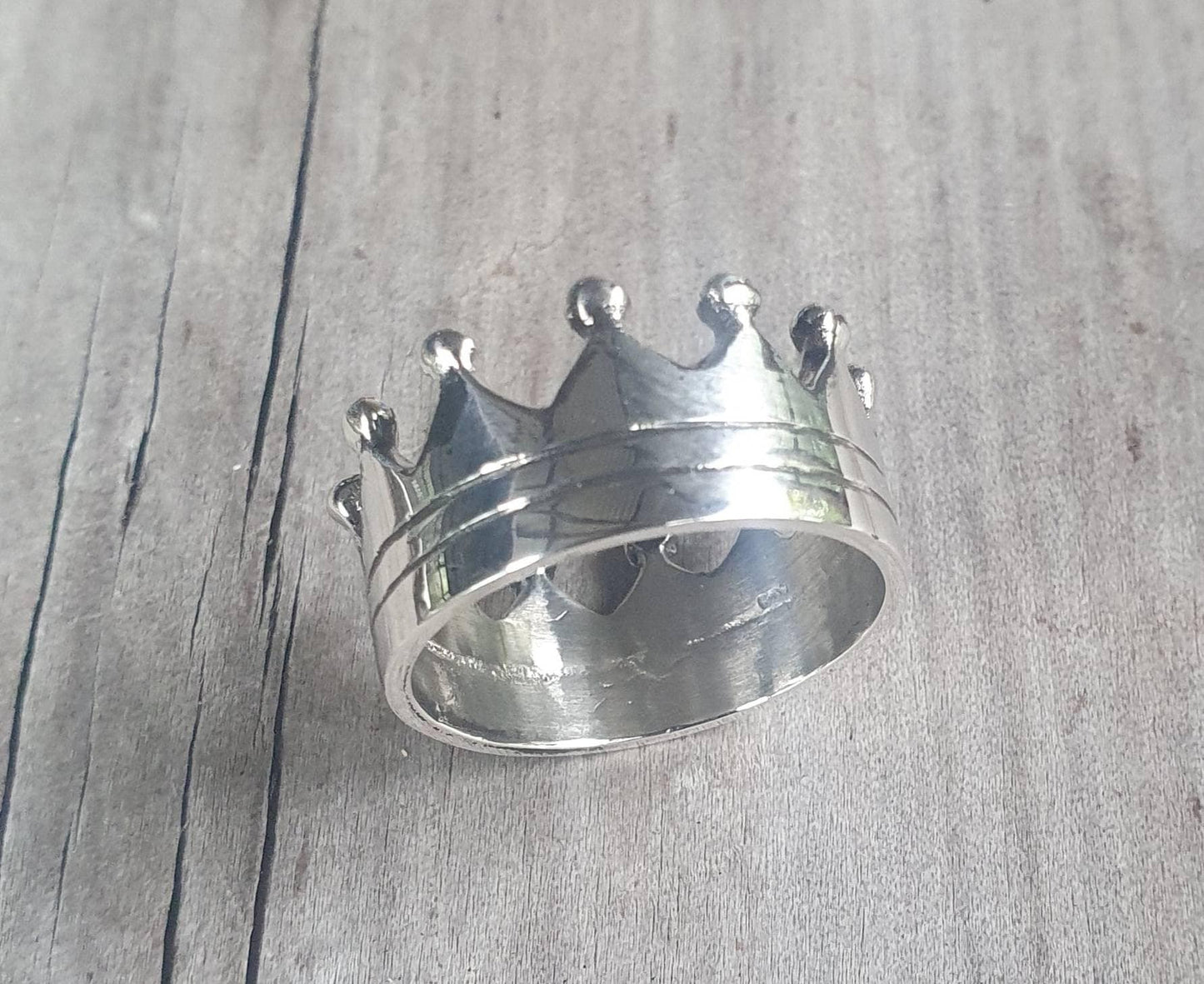 crown ring,solid sterling.11mm wide ,rockabilly,boho style,