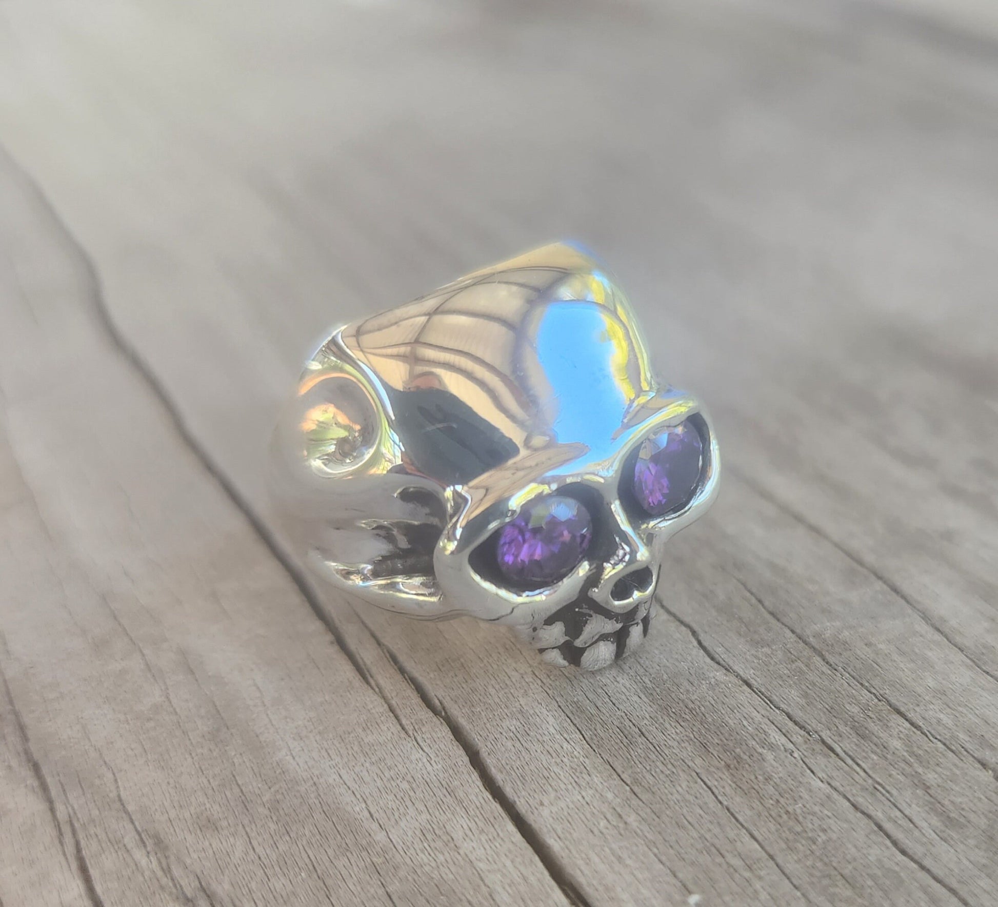 skull ring, sterling silver, cubic zirconia,steampunk, pirate, gothic, punk,grunge,hipster,handmade,boho,rockabilly,mens fashion,skeleton,