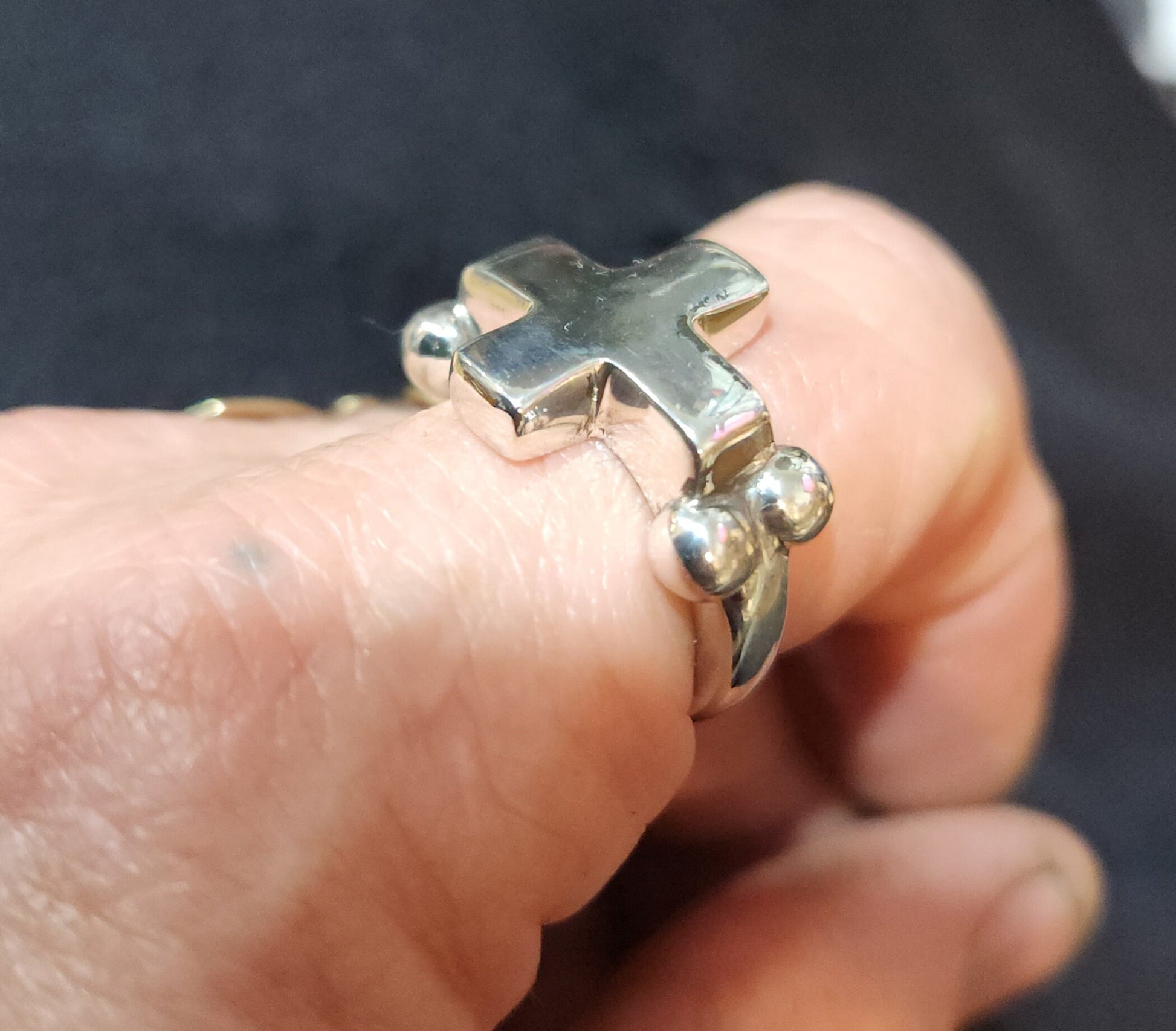 cross ring,chunky tribal,solid sterling silver,handmade,modern medievil,wedding ring,steampunk,