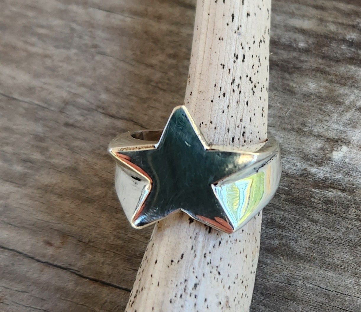 star ring,Sterling silver,solid flat star,astrology,small.5 pointed star,goddess,boho,chunky,new age,