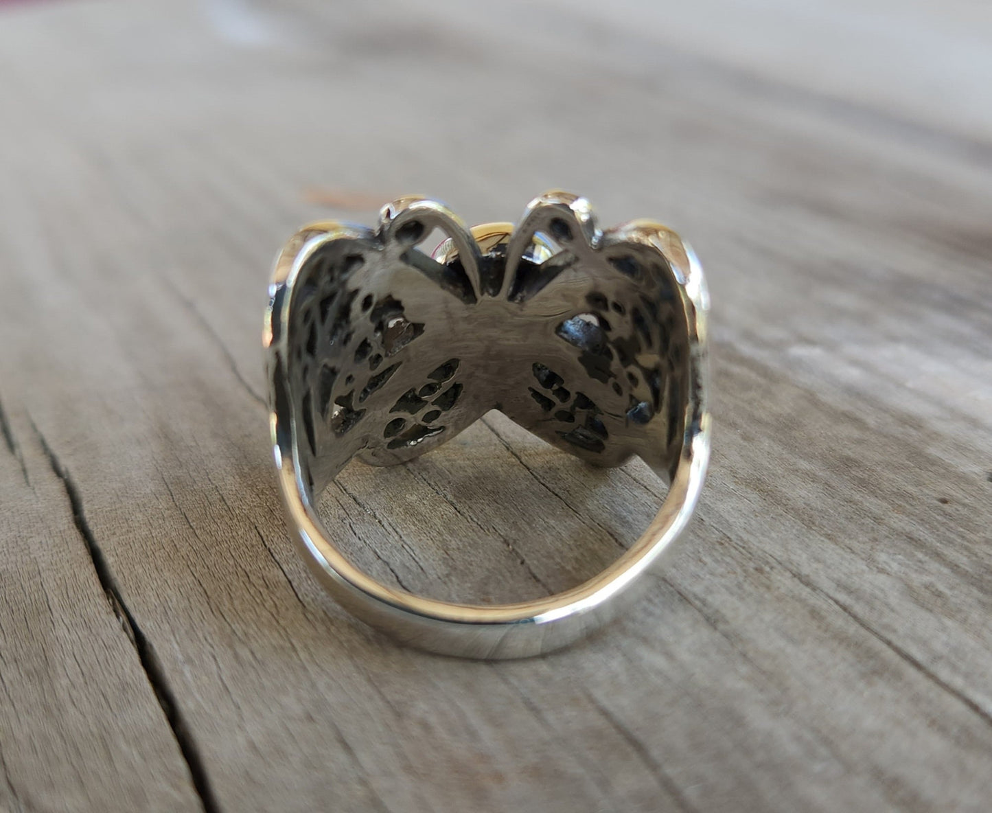 skull butterfly ring,sterling silver,filegree,large butterfly ring,handmade,womens skull ring,rockabilly,steampunk gothic,grunge,boho,gypsy,