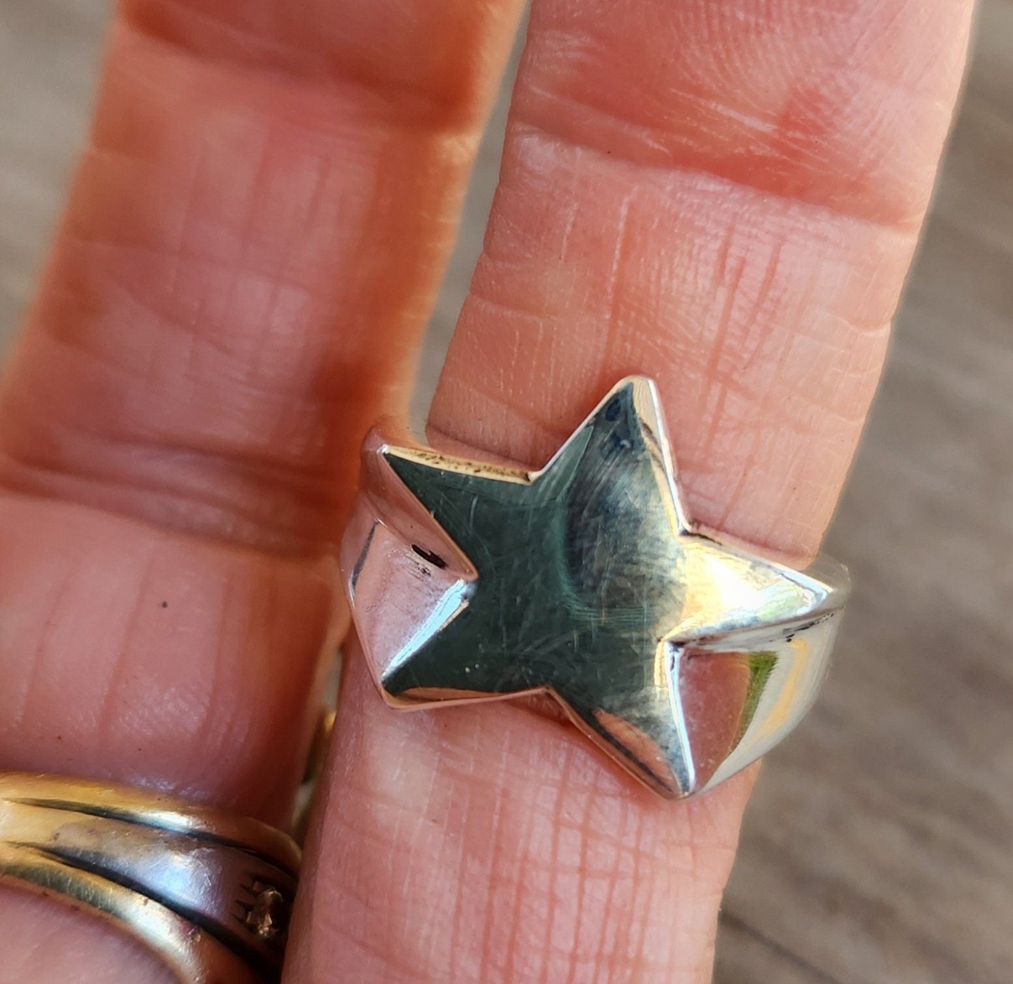 star ring,Sterling silver,solid flat star,astrology,small.5 pointed star,goddess,boho,chunky,new age,