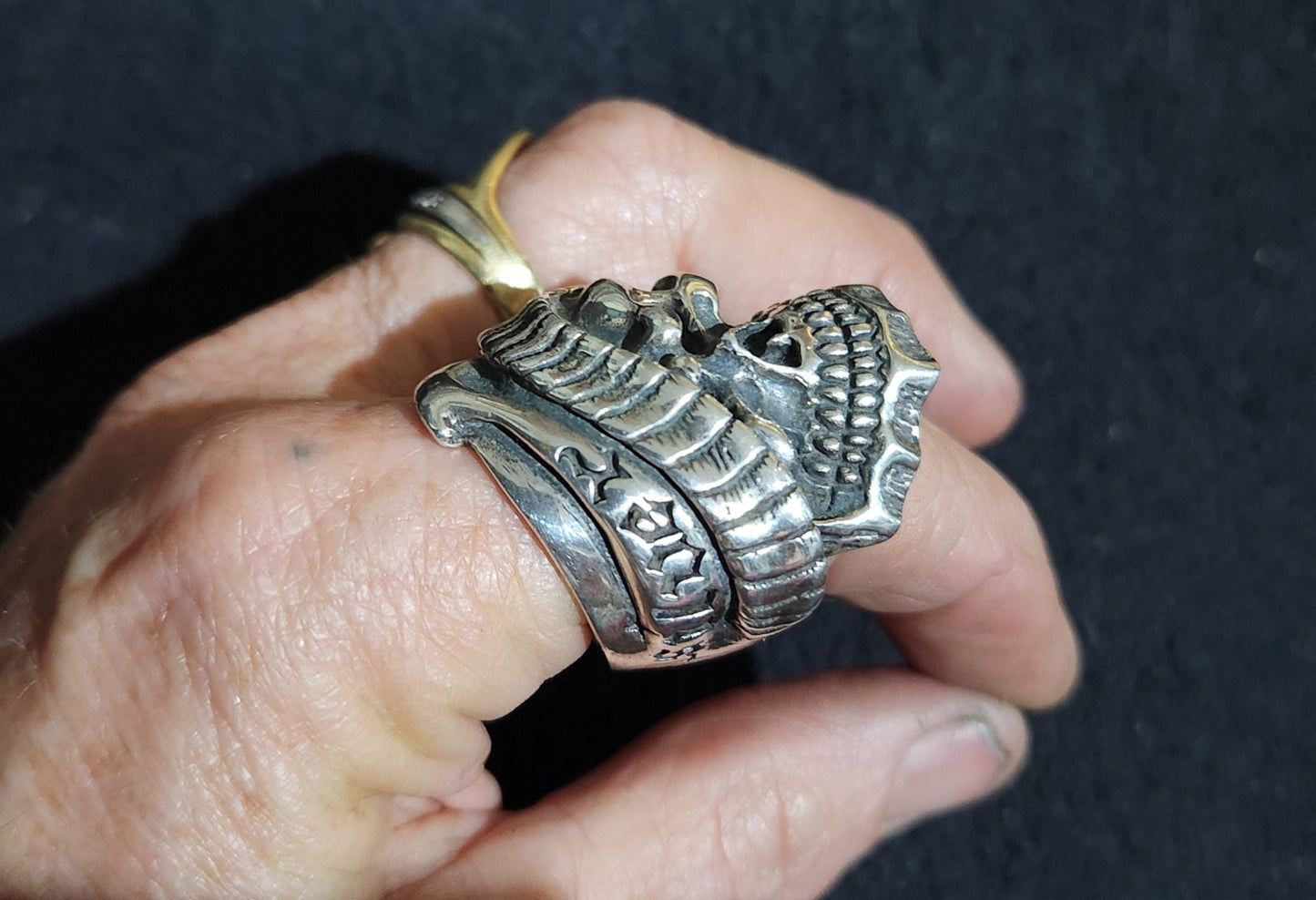 Large Skull ring,sterling silver,bandit,bandido,steampunk,gothic,punk,biker,handmade,hipster,pirate,medievil,mens fashion,