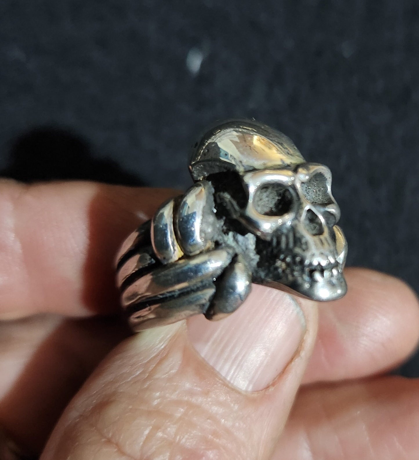 skull sterling silver ring, handmade,steampunk,pirate gothic punk pirate