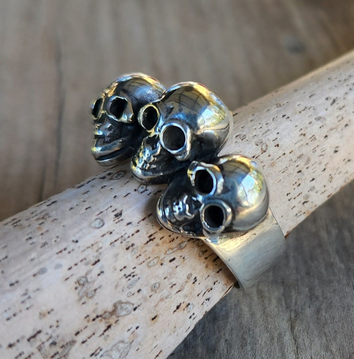 Skull ring, sterling silver,solid back, steampunk,gothic,chunky ring,skeleton, punk,hipster,handmade,biker,gangster,pirate,sugar skull