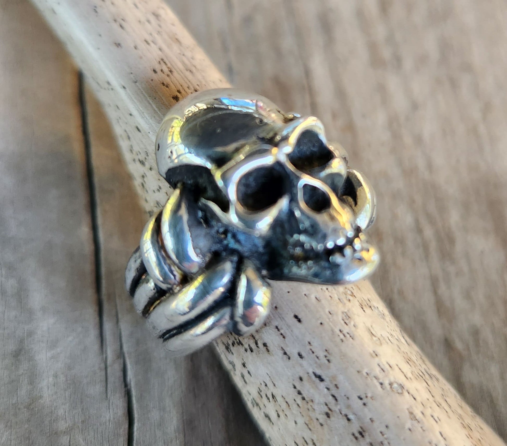 skull sterling silver ring, handmade,steampunk,pirate gothic punk pirate