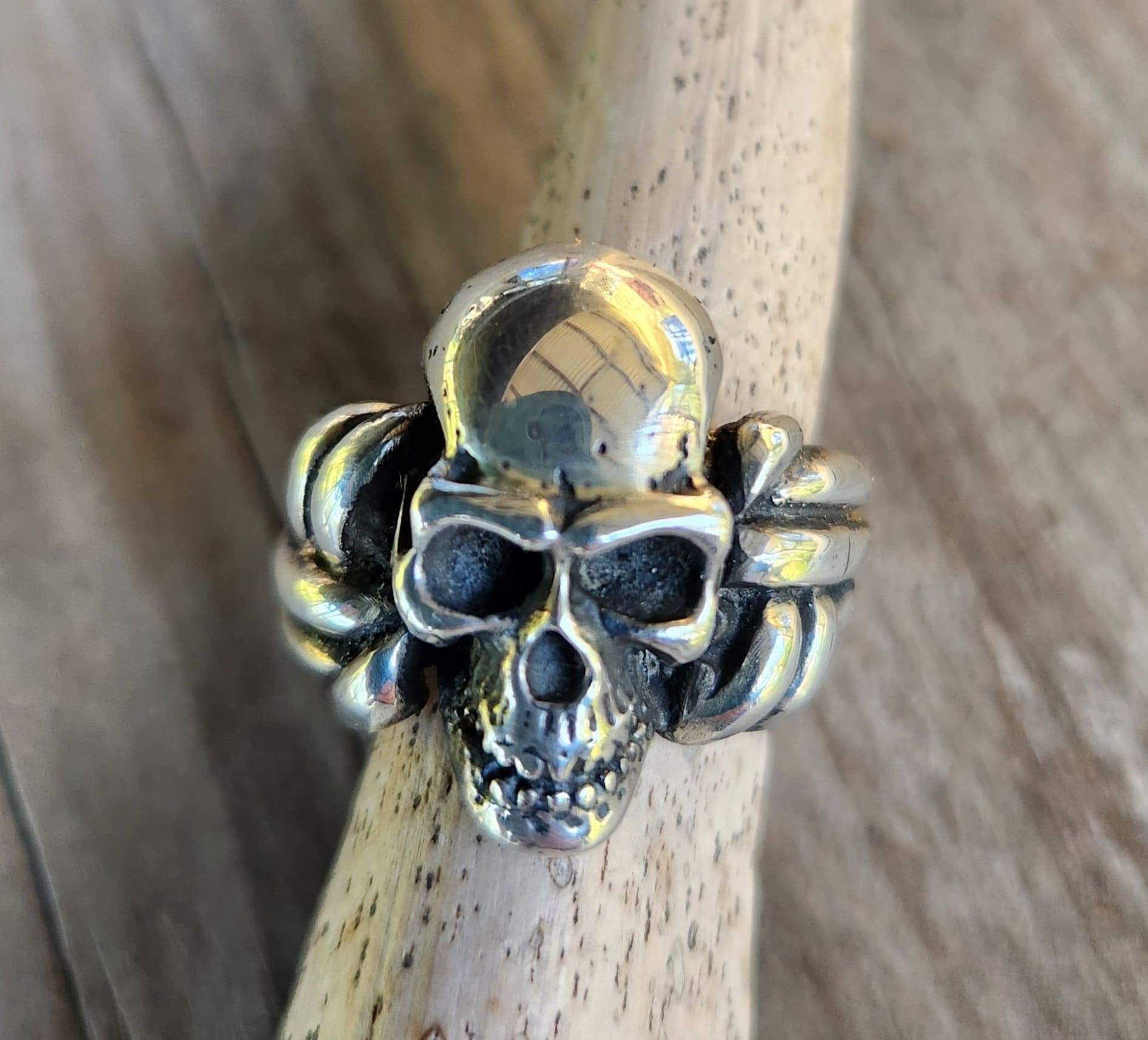 skull sterling silver ring, handmade,steampunk,pirate gothic punk pirate