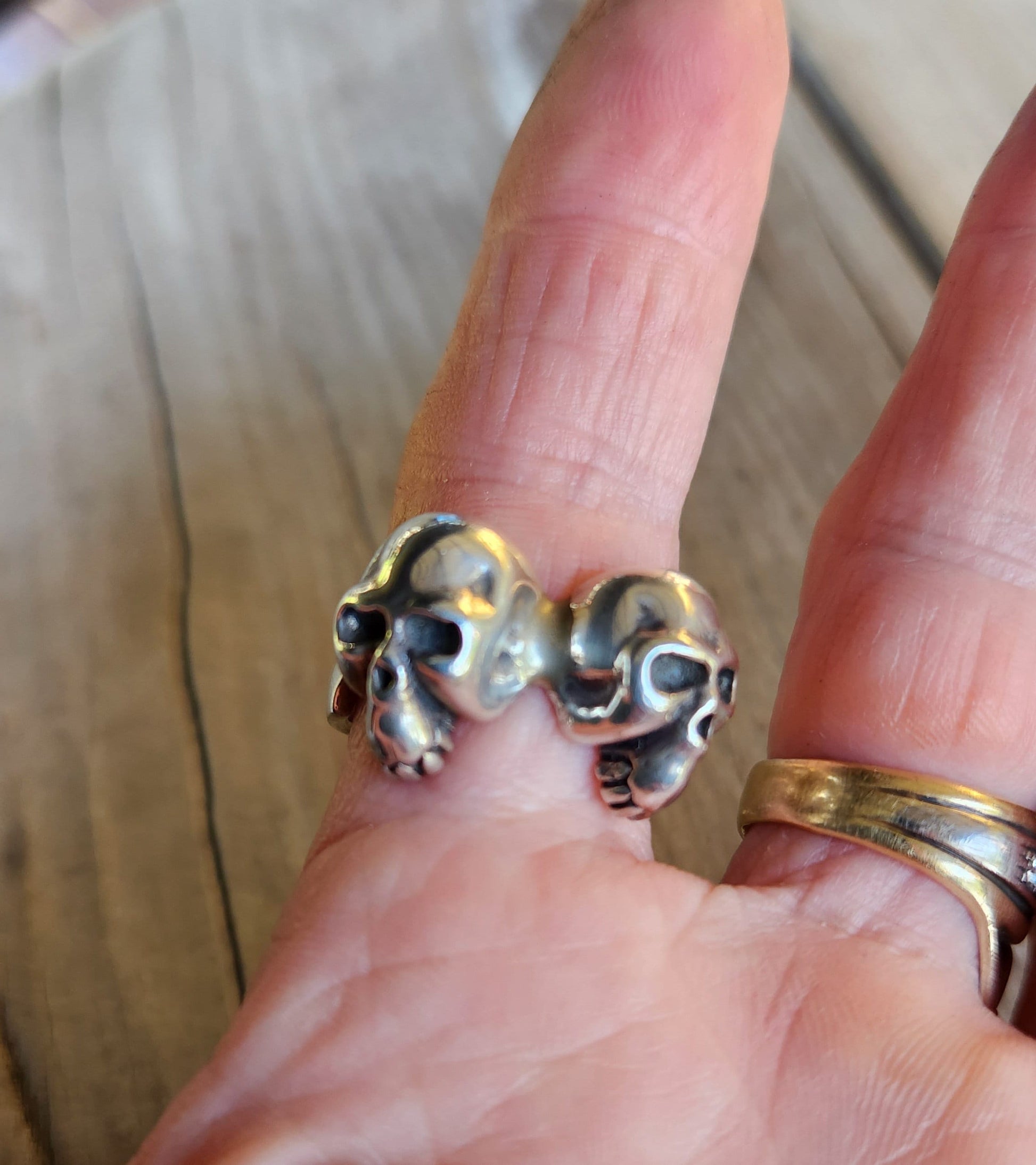 Skull ring, sterling silver,solid back, steampunk,gothic,chunky ring,skeleton, punk,hipster,handmade,biker,gangster,pirate,sugar skull