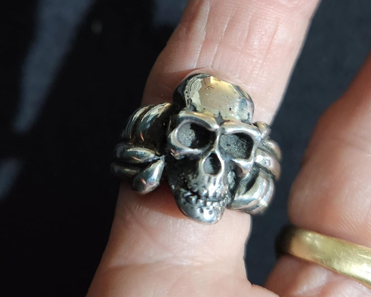 skull sterling silver ring, handmade,steampunk,pirate gothic punk pirate