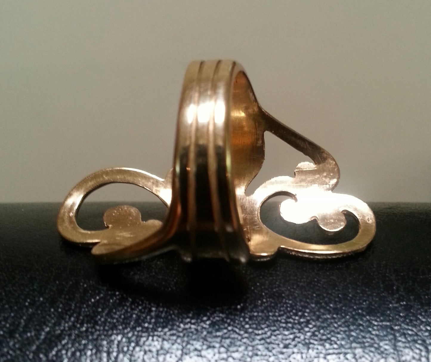 gold scroll ring,9ct, long ring,boho,art nouveau,swirls,scrolls,vintage,handmade,