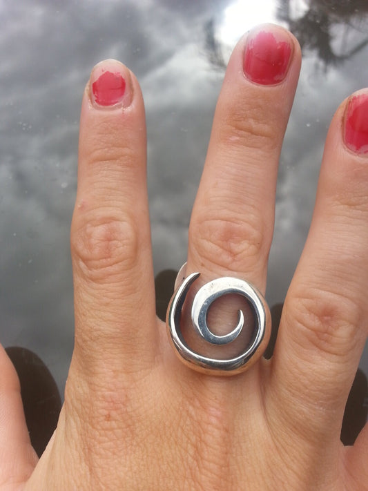 Swirl ring,Sterling silver,chunky ring,handmade,boho,goddess, steampunk,gothic,art nouveau celtic,tribal,gypsy,spiral,maori koru