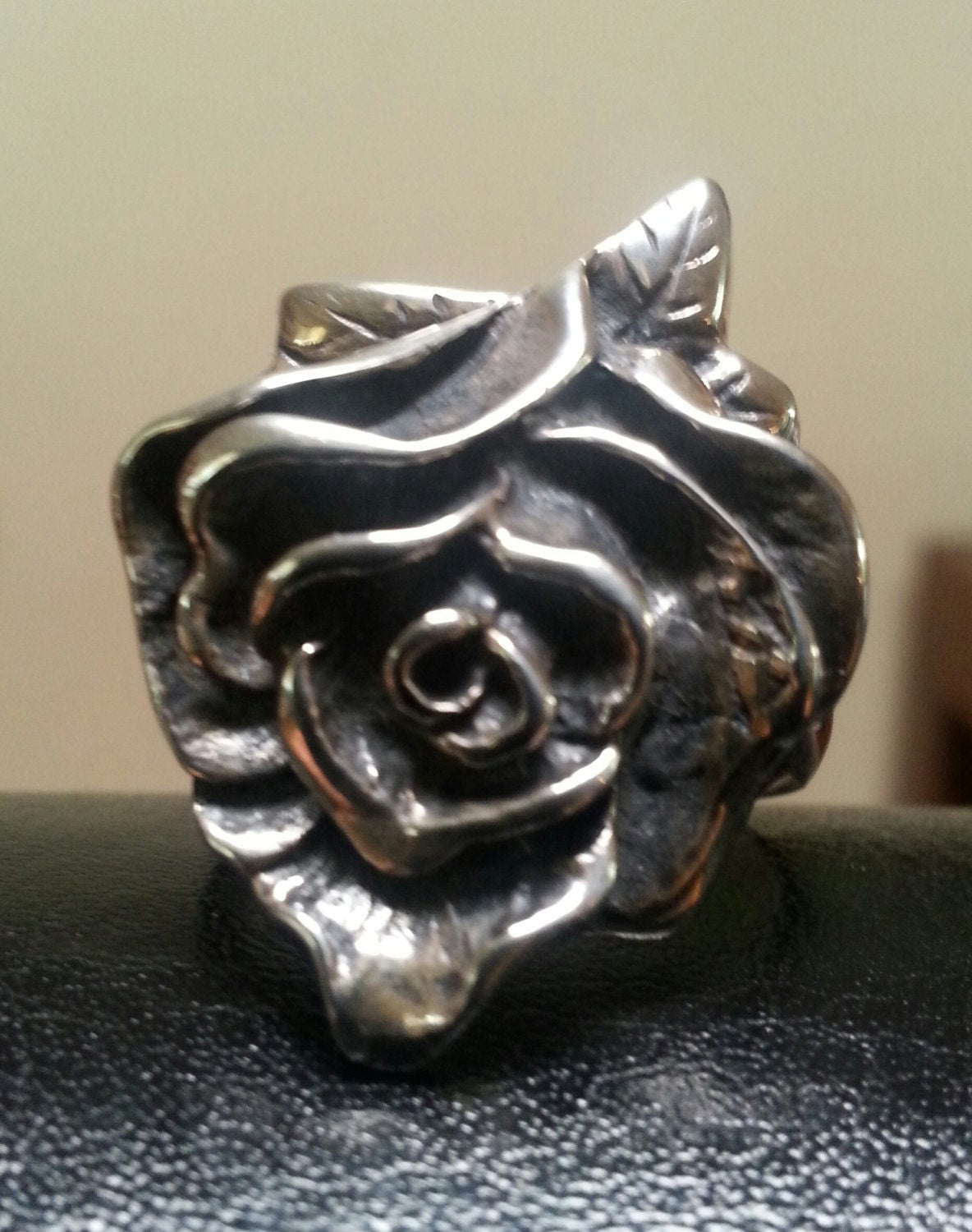 Large antique style, rose ring, alternative,steampunk, gothic, art nouveau,victorian, Sterling silver,hand made,flower,rockabilly,boho ring