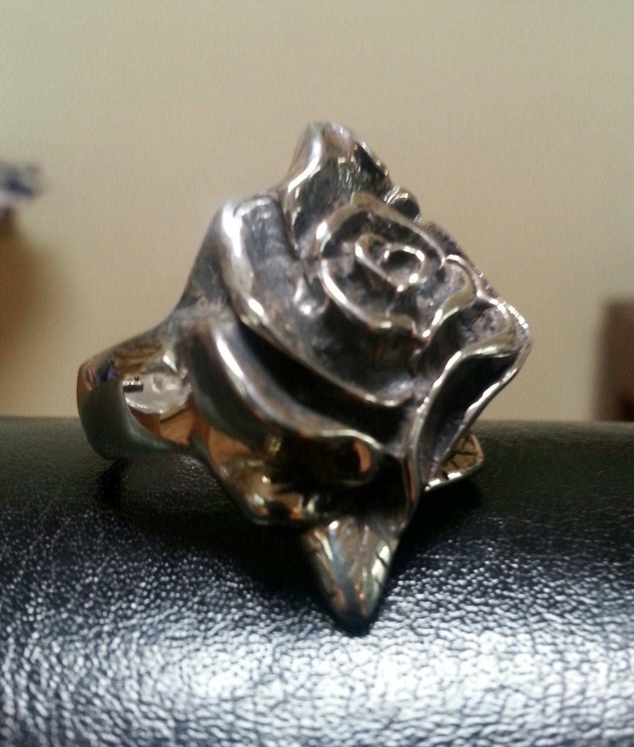 Large antique style, rose ring, alternative,steampunk, gothic, art nouveau,victorian, Sterling silver,hand made,flower,rockabilly,boho ring