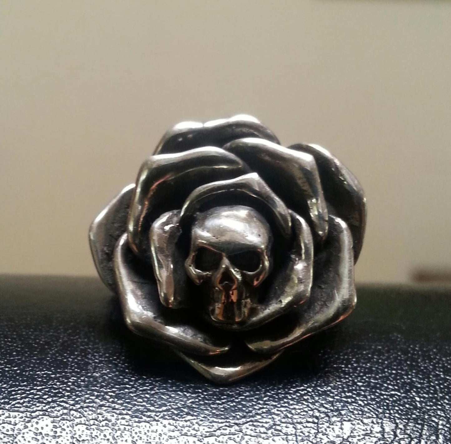 Skull rose ring, alternative, steampunk, gothic,punk,tattoo skull,biker,hipster,retro,sugar skull,boho,flower,chunky ring,hand made