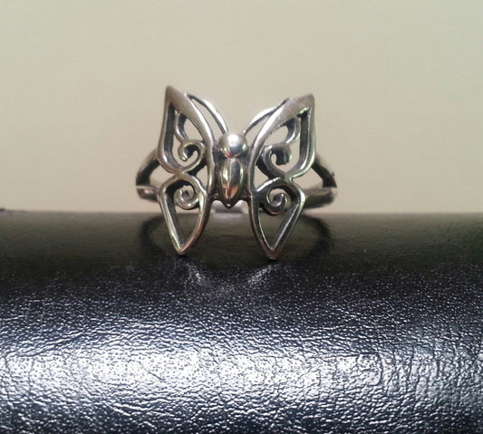 Butterfly ring,sterling silver,filegree,  handmade,goddess,boho,art nouveau,retro,