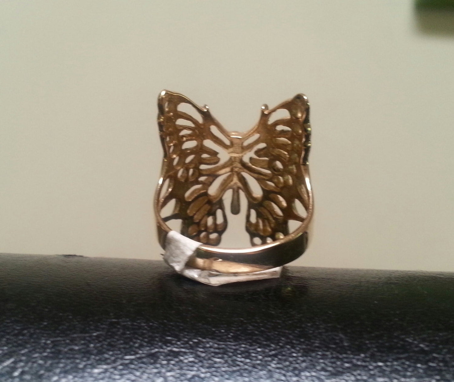 Large filegree butterfly ring,9ct gold,boho,goddess,vintage, shabby chic,art nouveau victorian,womens fashion,long gold ring,