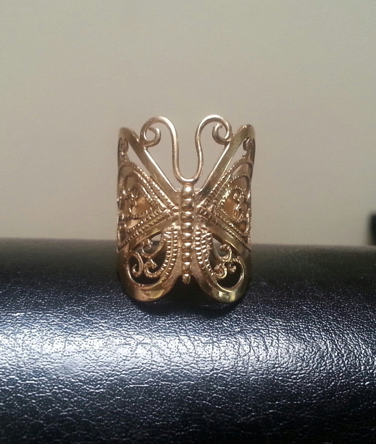 Gold butterfly ring,solid 9k gold,  Large filegree butterfly ring,boho,shabby chic, vintage,goddess, victorian,women's fashion,