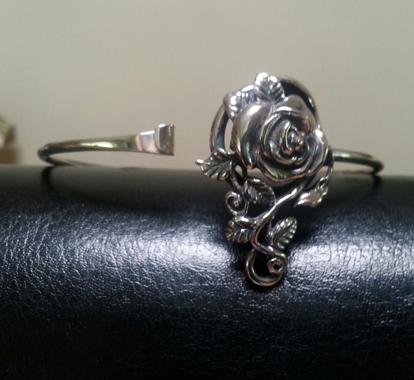 sterling silver rose slave bracelet/bangle chain alternative steampunk gothic art nouveau victorian boho gypsy hippy