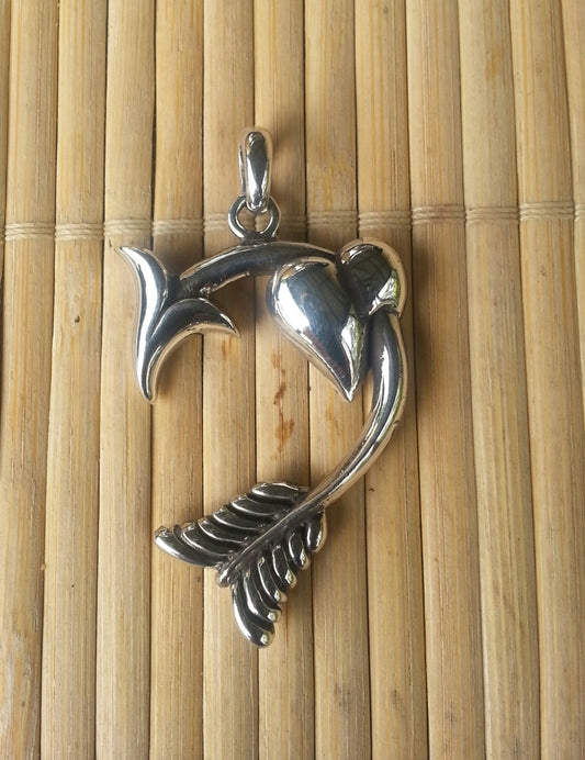 sterling silver cupid heart arrow pendant rockabilly steampunk gothic punk victorian gypsy hippy boho