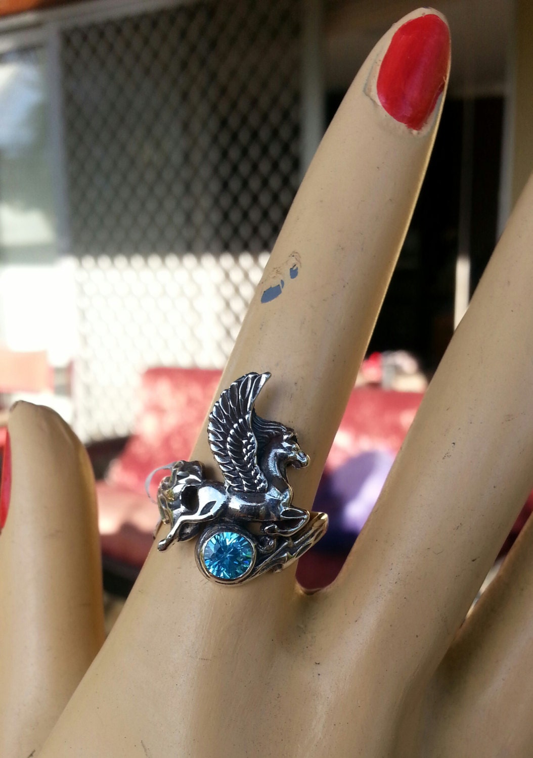 PEGASUS ring,Sterling silver,mythical,horse, unicorn, fantasy,new age, boho,hippy, art nouveau,goddess,handmade,shic,women's fashion,gypsy