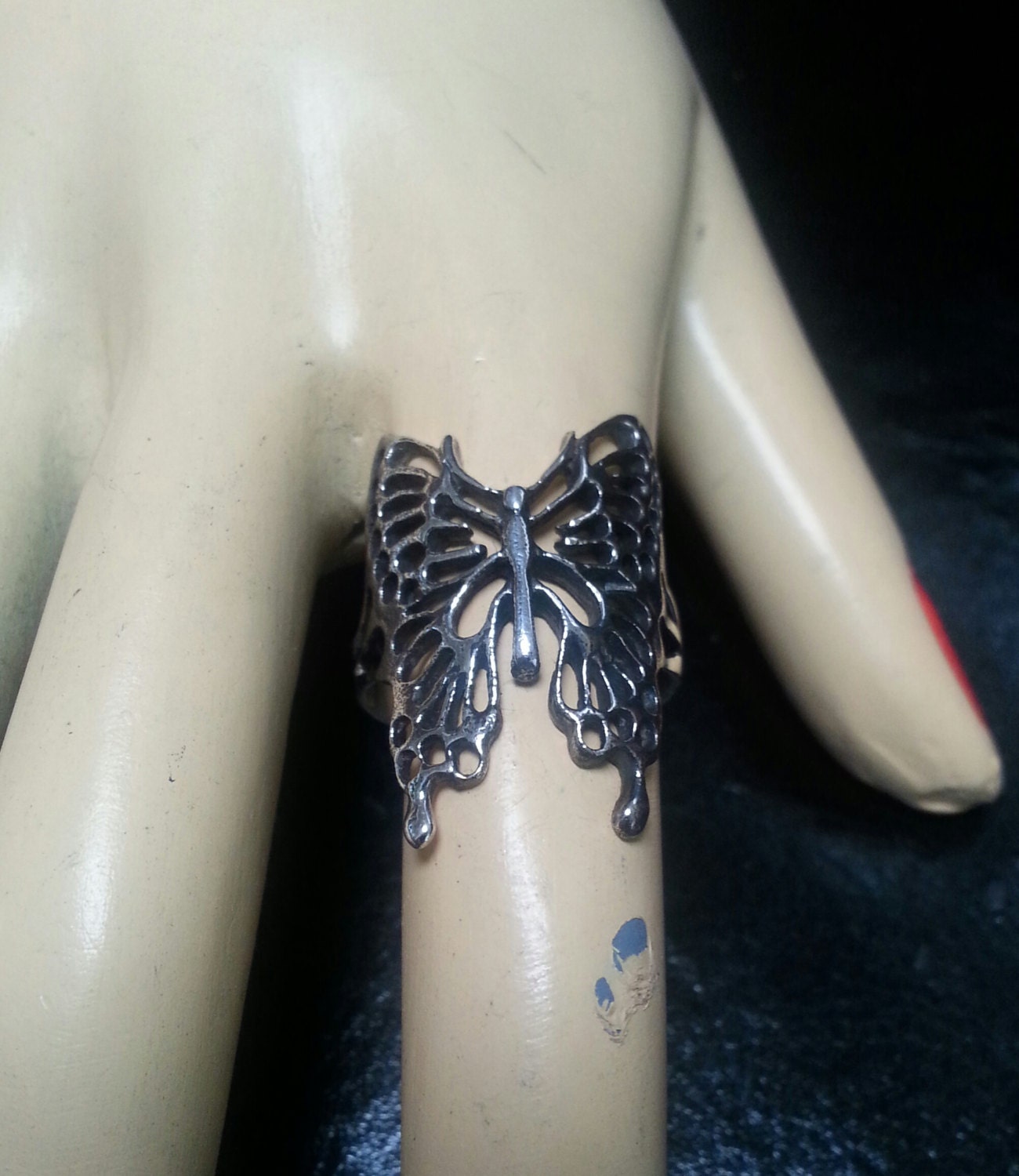 Butterfly ring,large, filigree, sterling silver,alternative,boho, gothic,art nouveau,victorian goddess,