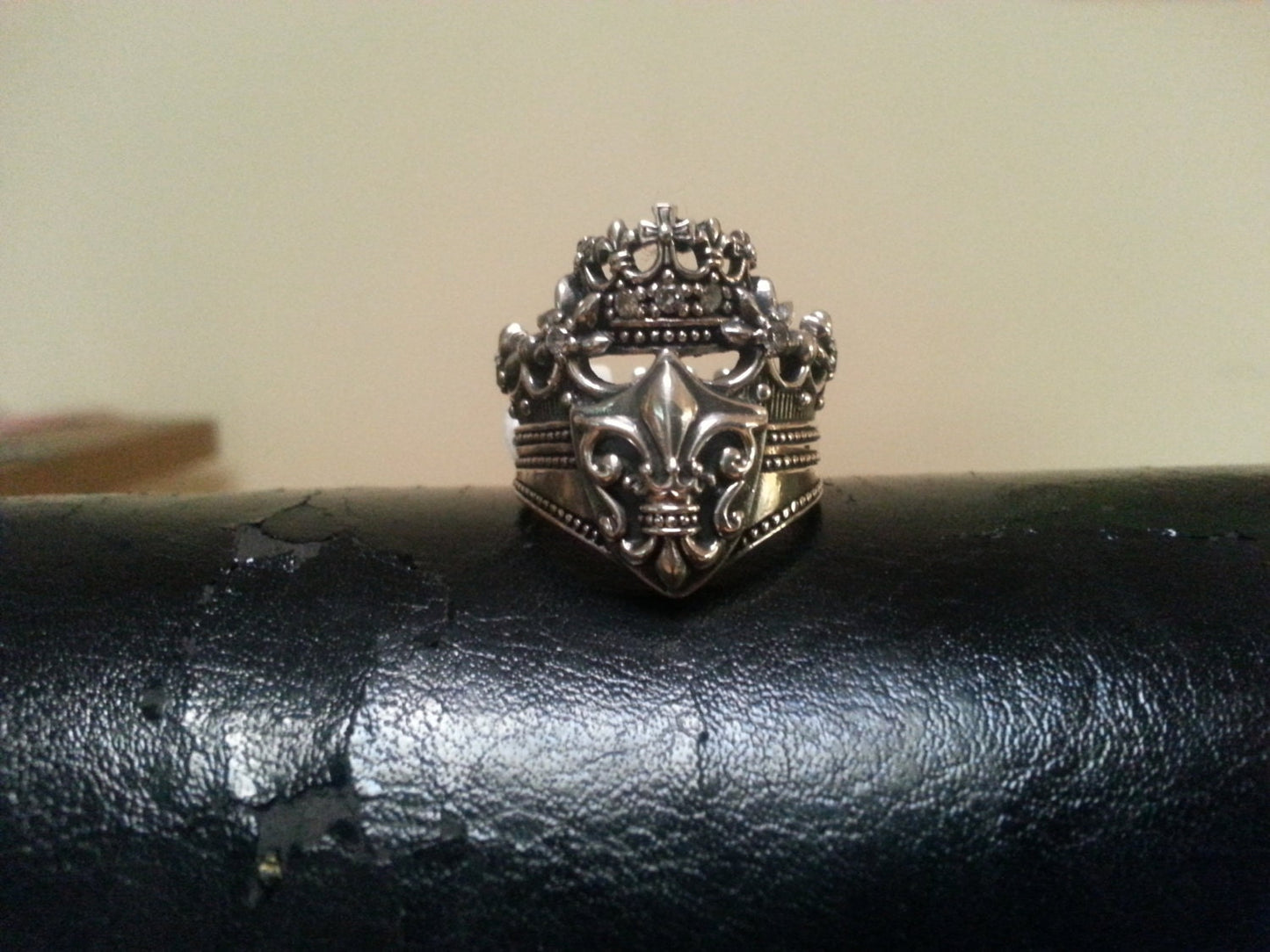 fleur de lis ornate crown ring steampunk victorian alternative ring