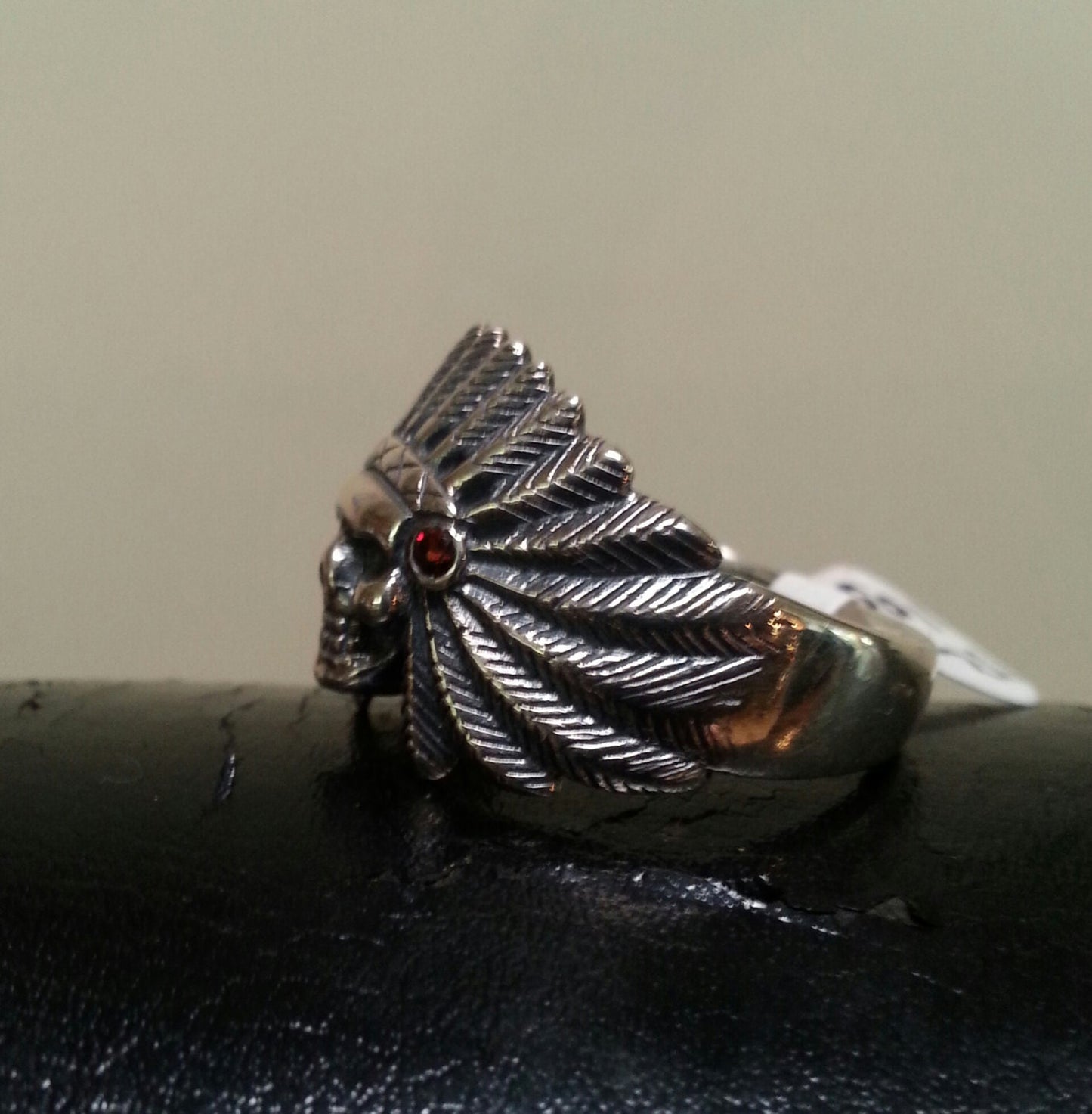 indian chief skull ring tribal sterling silver gothic punk