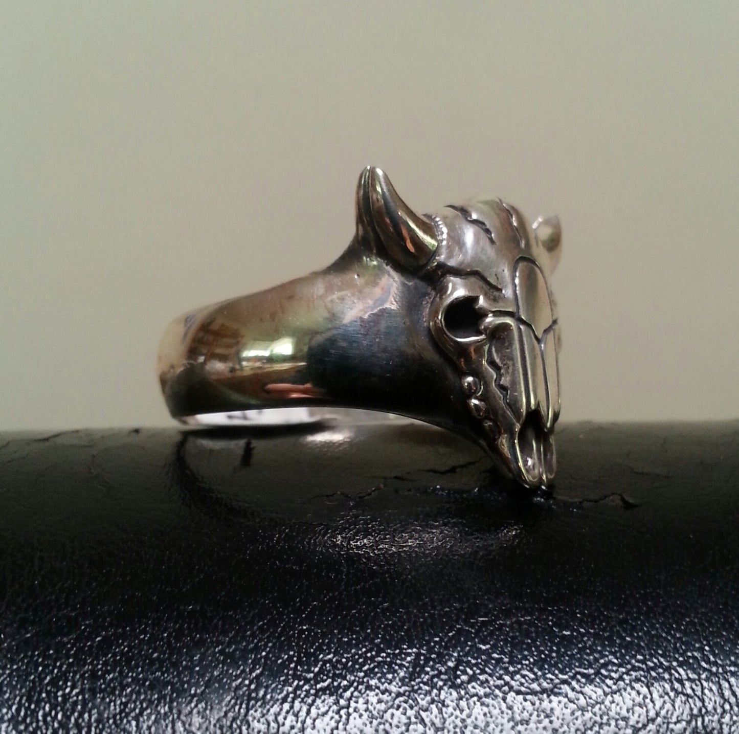 Buffalo skull ring,Sterling silver, bull skull, horn,tribal, indian, cowboy, country, western,hipster style,rockabilly,mens fashion,handmade