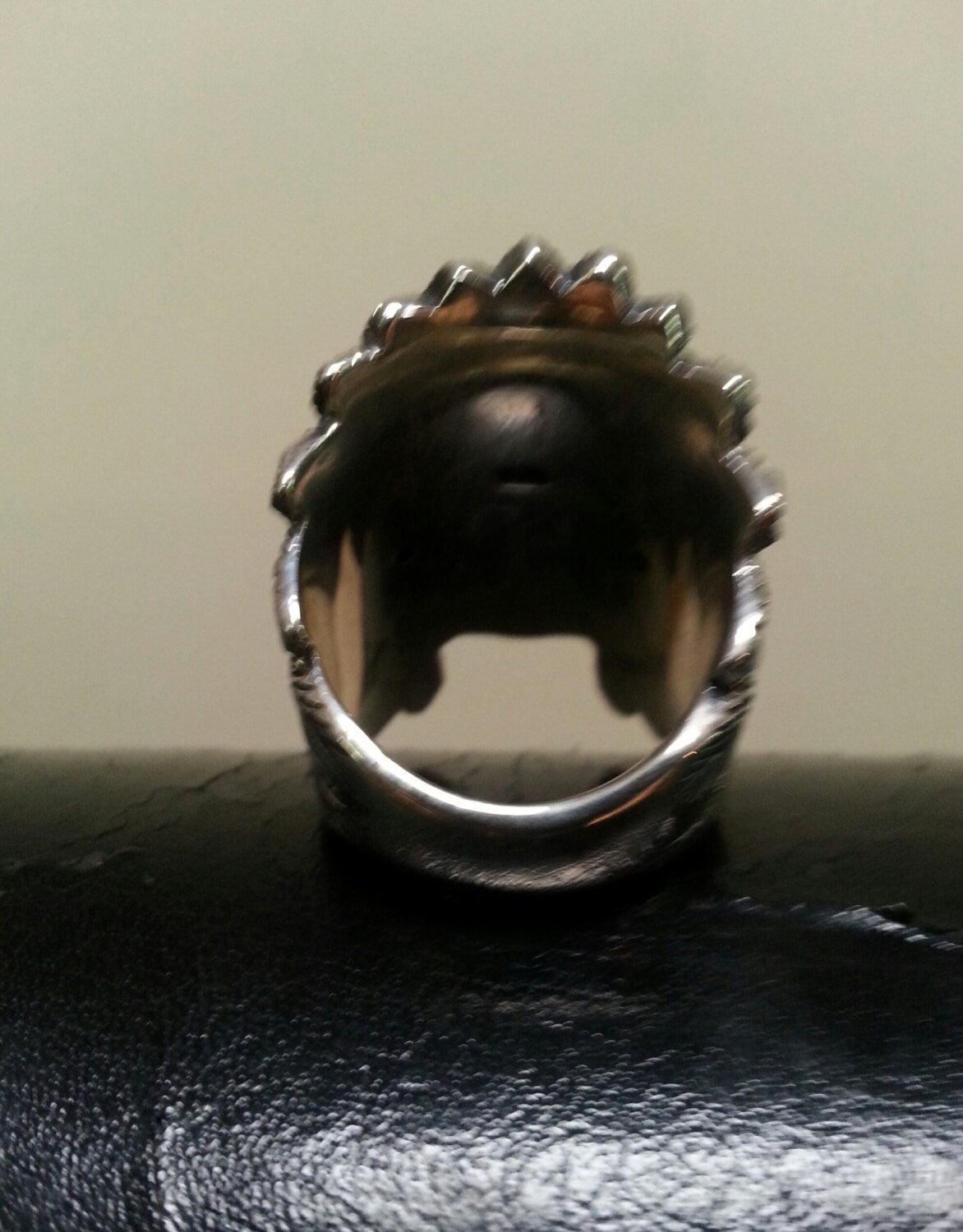 Large indian chief skull ring tribal sterling silver gothic punk