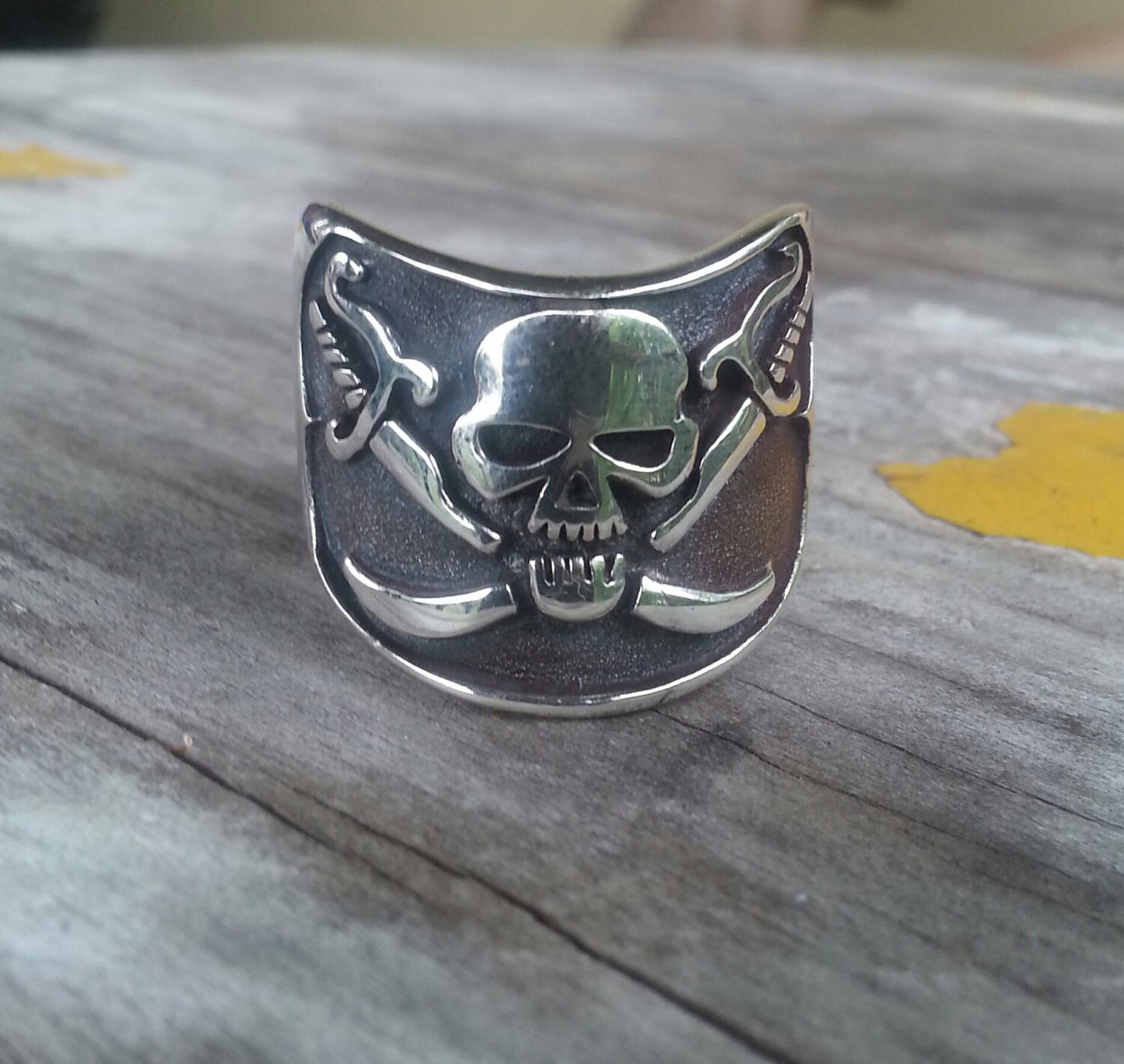 skull and cross sword pirate sterling silver ring steampunk wedding gothic punk