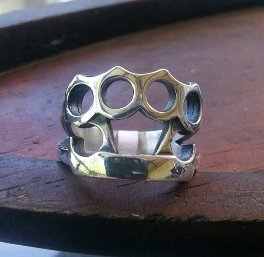 knuckle duster,gangster ring, sterling silver punk, martial art, gang,blink,hipster,biker,handmade